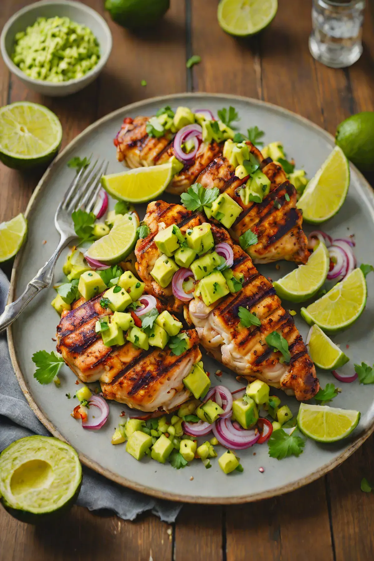 Grilled Chicken with Avocado Lime Salsa