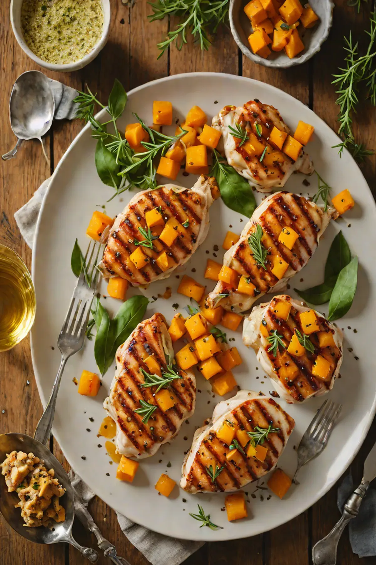Grilled Chicken with Butternut Squash and Sage Brown Butter