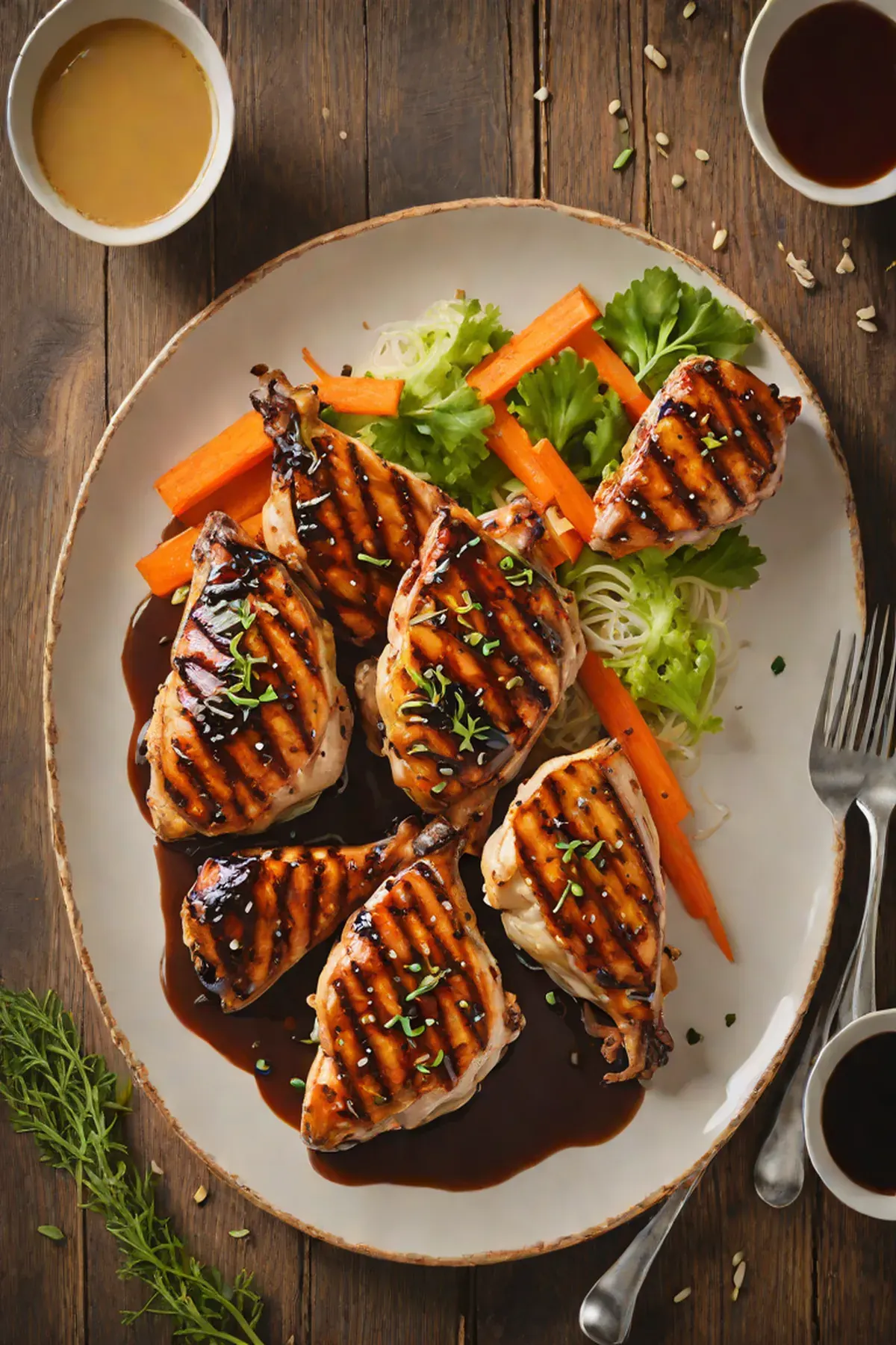 Grilled Chicken with Charred Carrot and Ginger-Soy Glaze