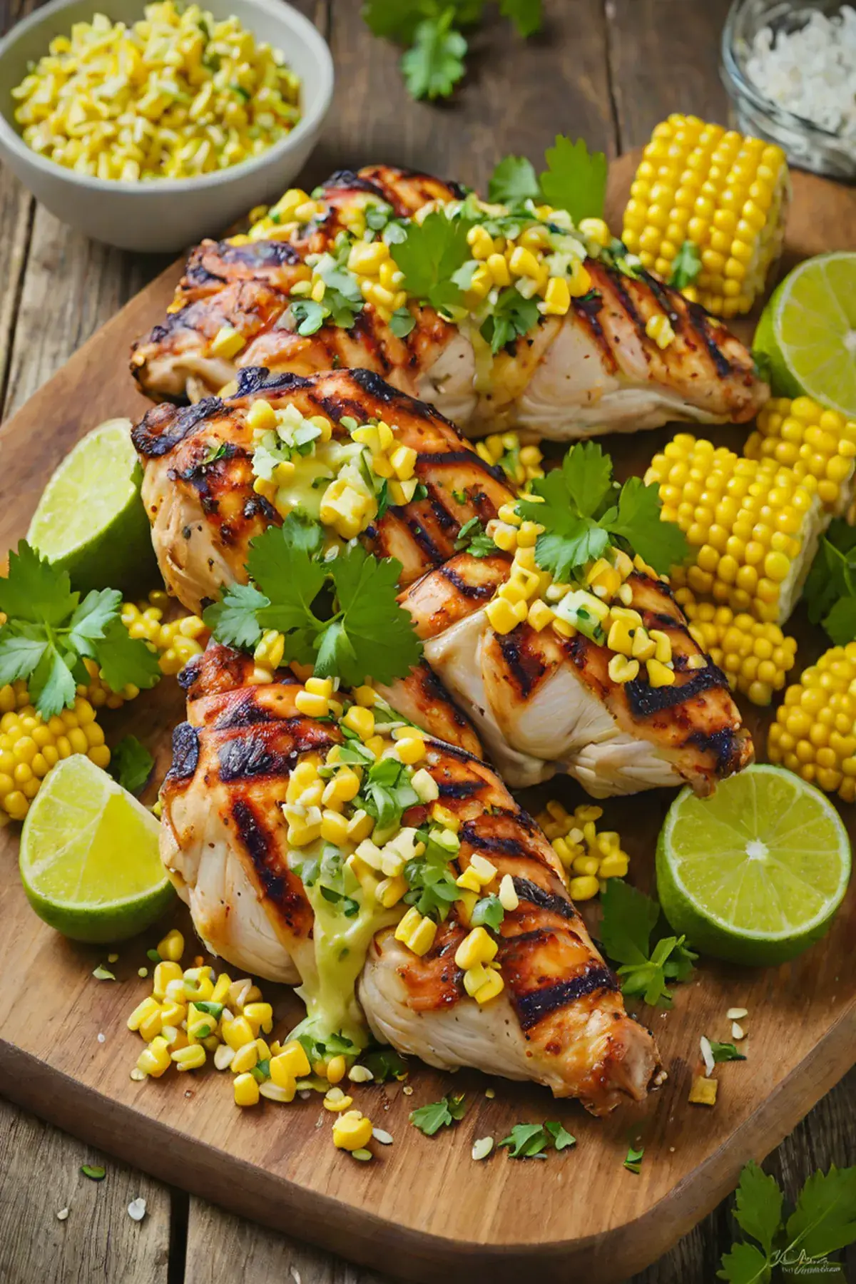Grilled Chicken with Corn and Cilantro-Lime Butter