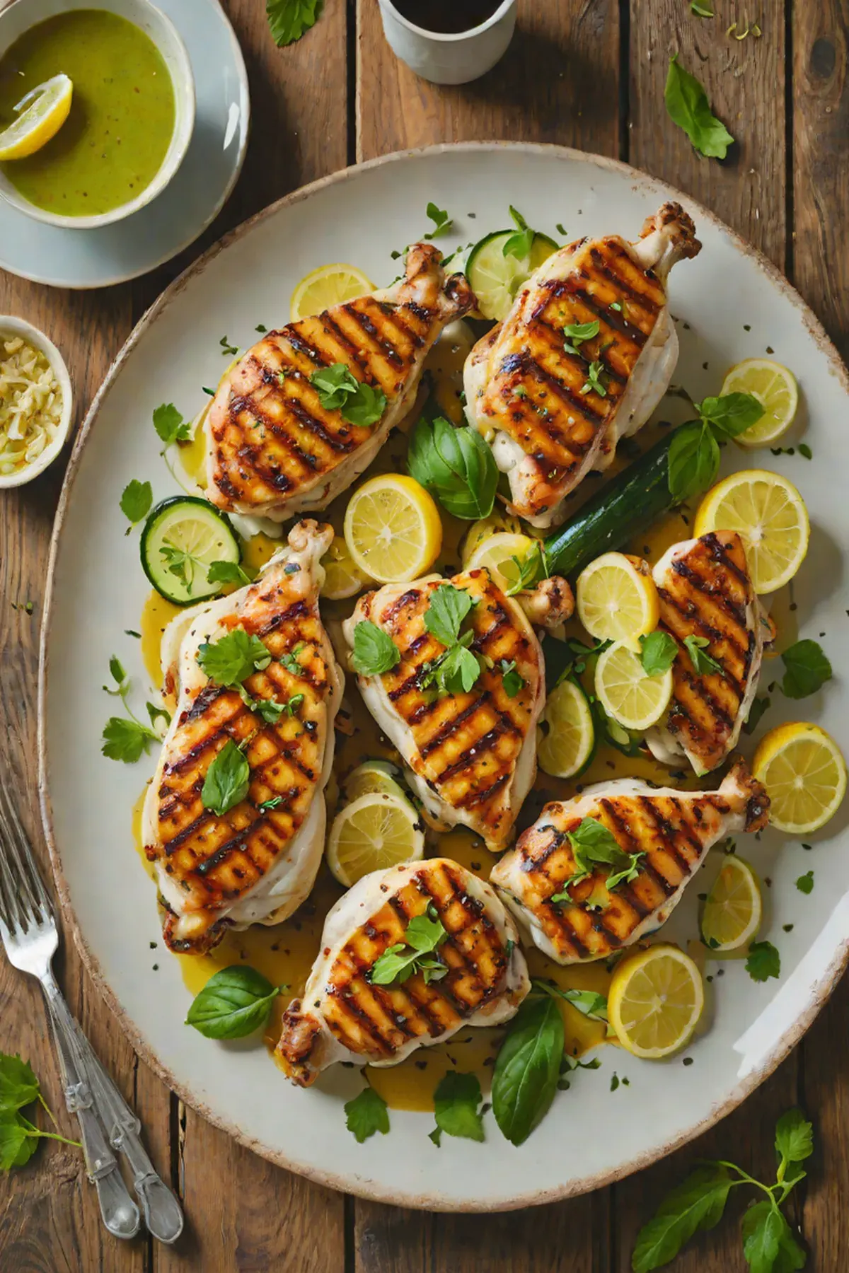 Grilled Chicken with Courgette and Lemon Herb Glaze