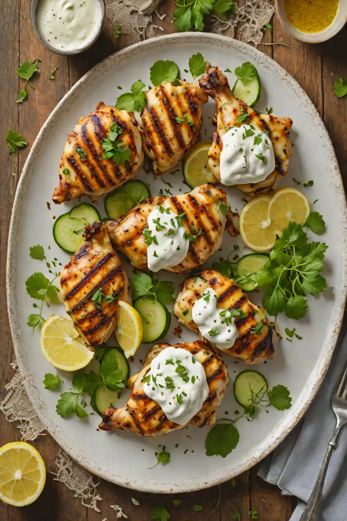 Grilled Chicken with Cucumber Yogurt Sauce