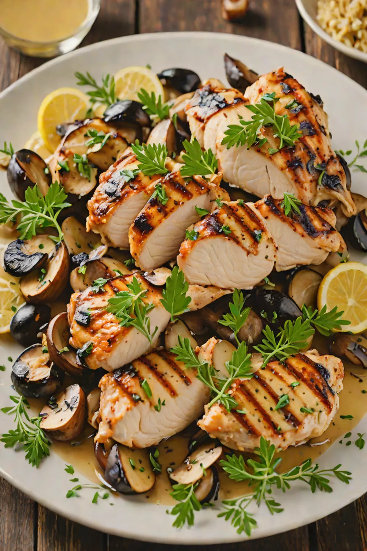 Grilled Chicken with Mushroom and Garlic Butter Sauce