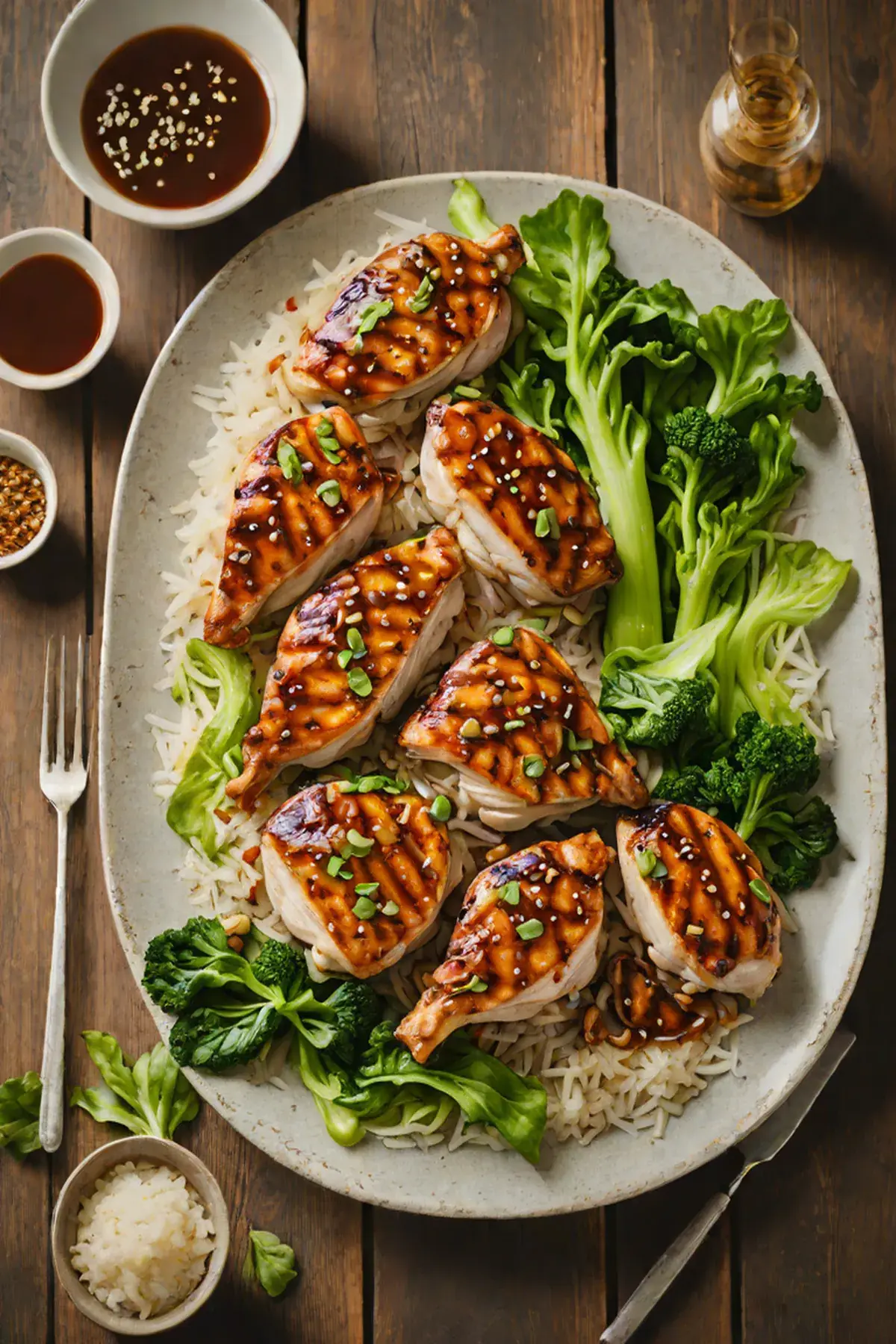 Grilled Chicken with Pak Choi and Ginger-Soy Glaze