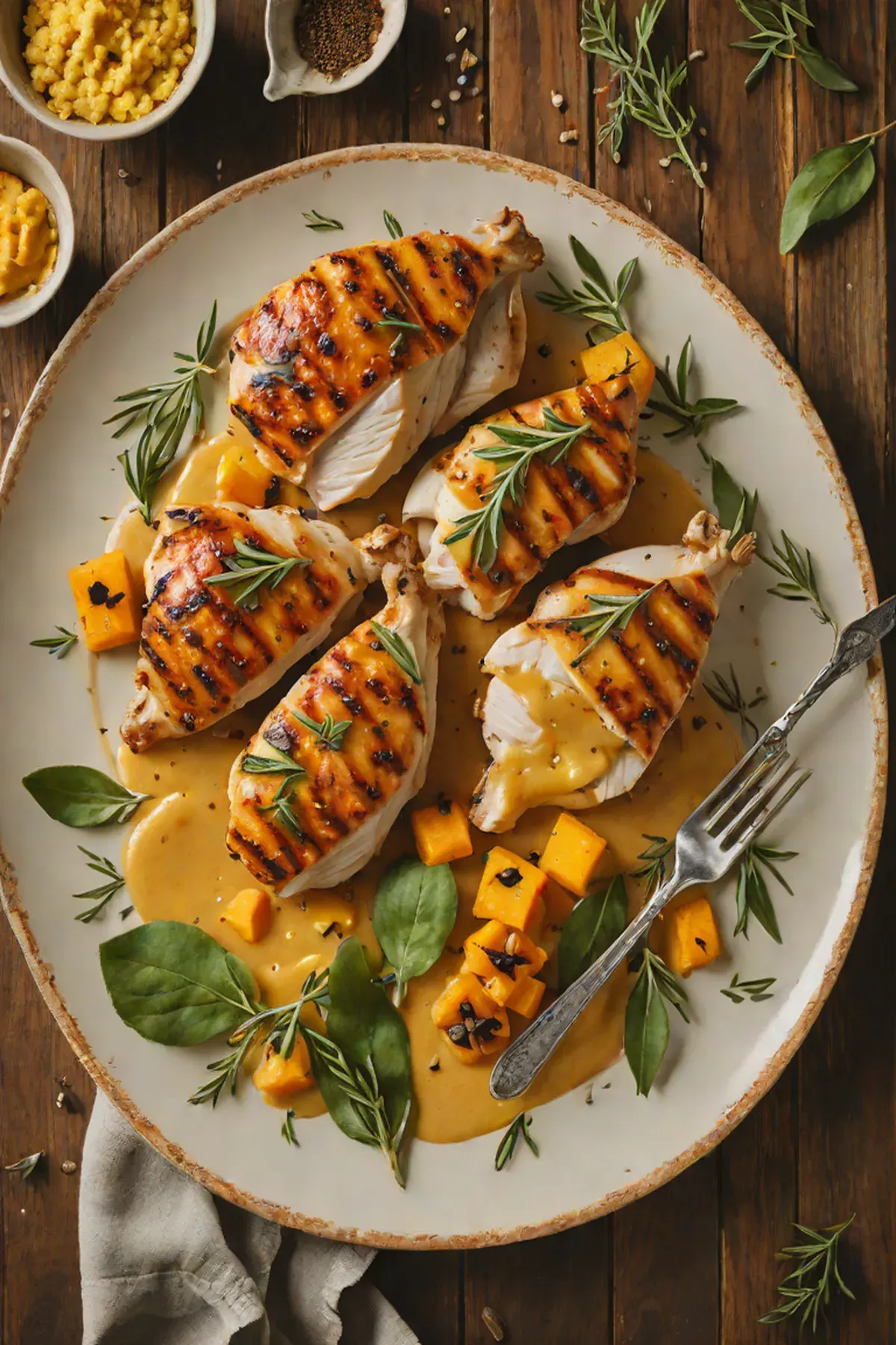 Grilled Chicken with Pumpkin and Sage Brown Butter