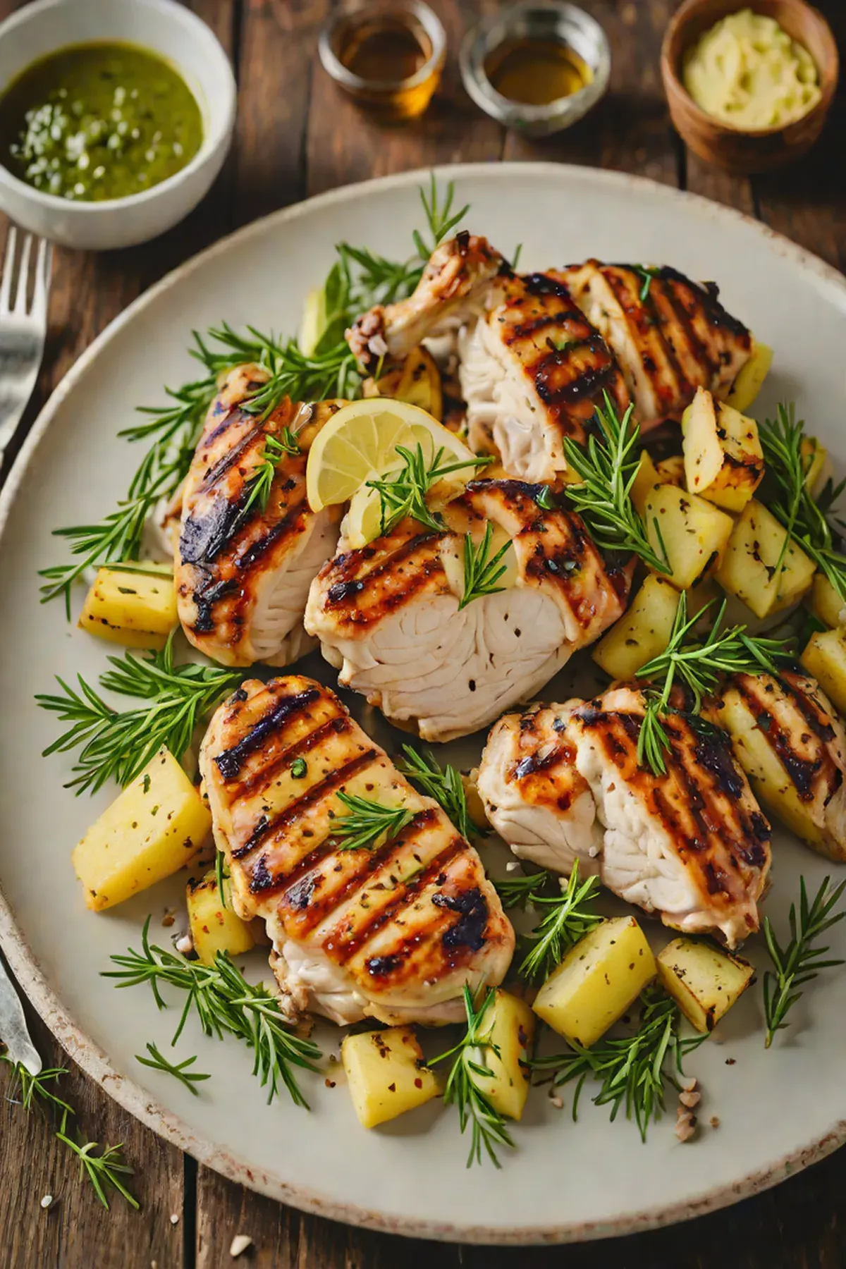 Grilled Chicken with Roasted Parsnip and Herb Butter