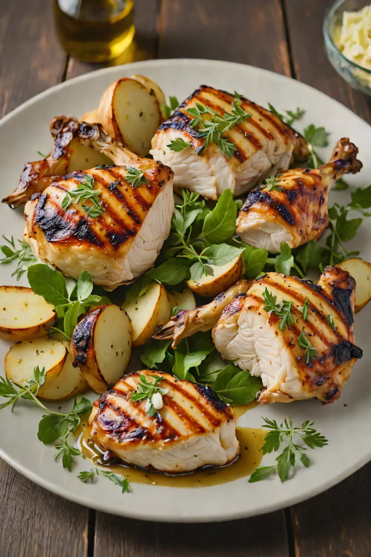 Grilled Chicken with Roasted Turnip and Herb Butter
