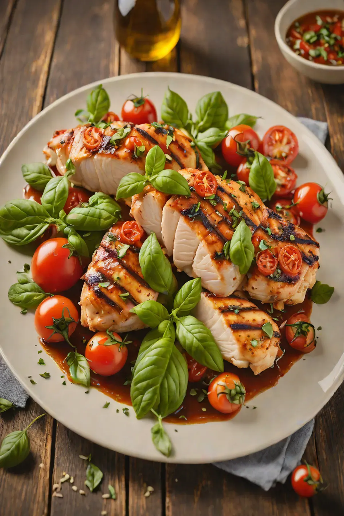 Grilled Chicken with Tomato and Basil Glaze