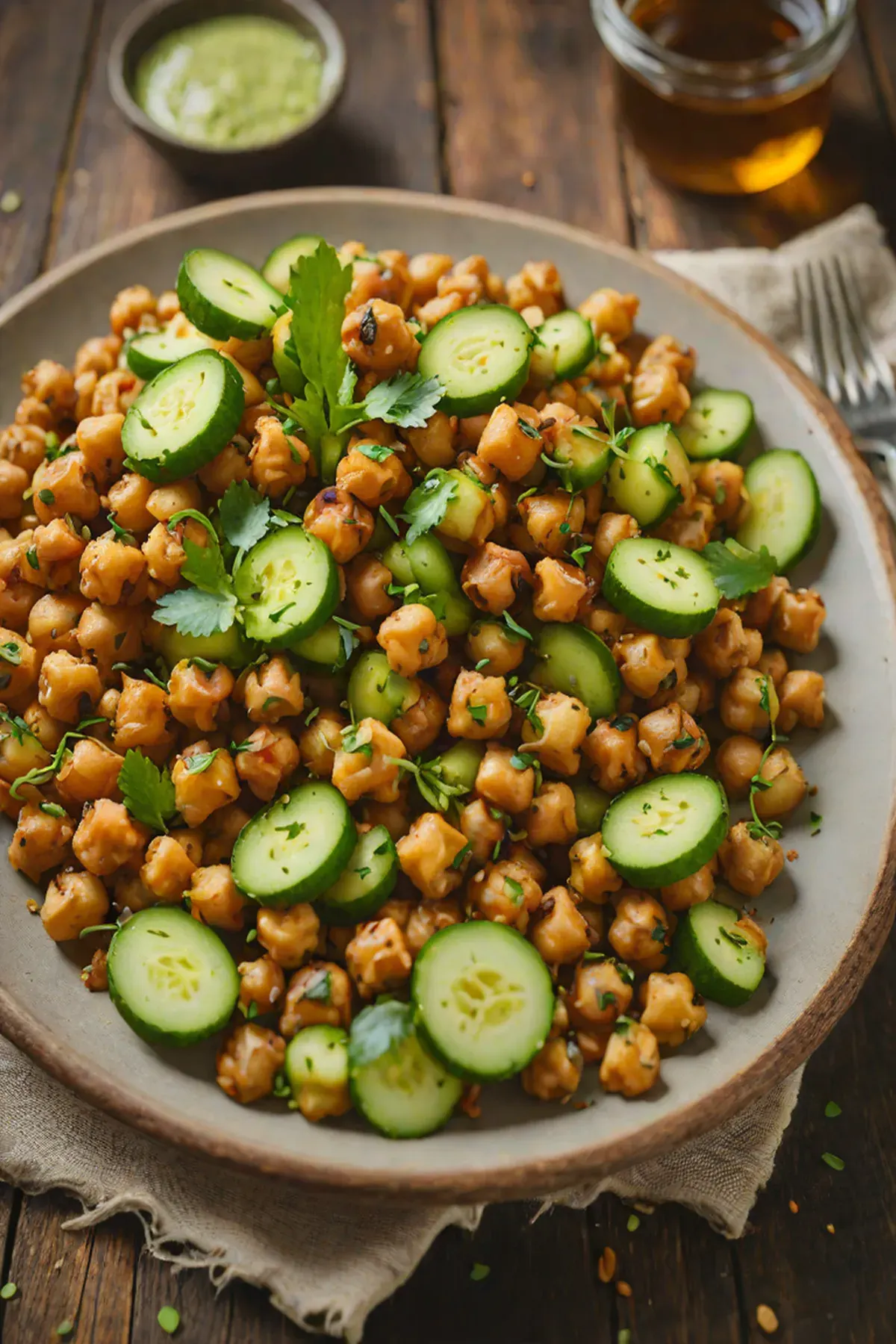 Grilled Chickpeas with Cucumber
