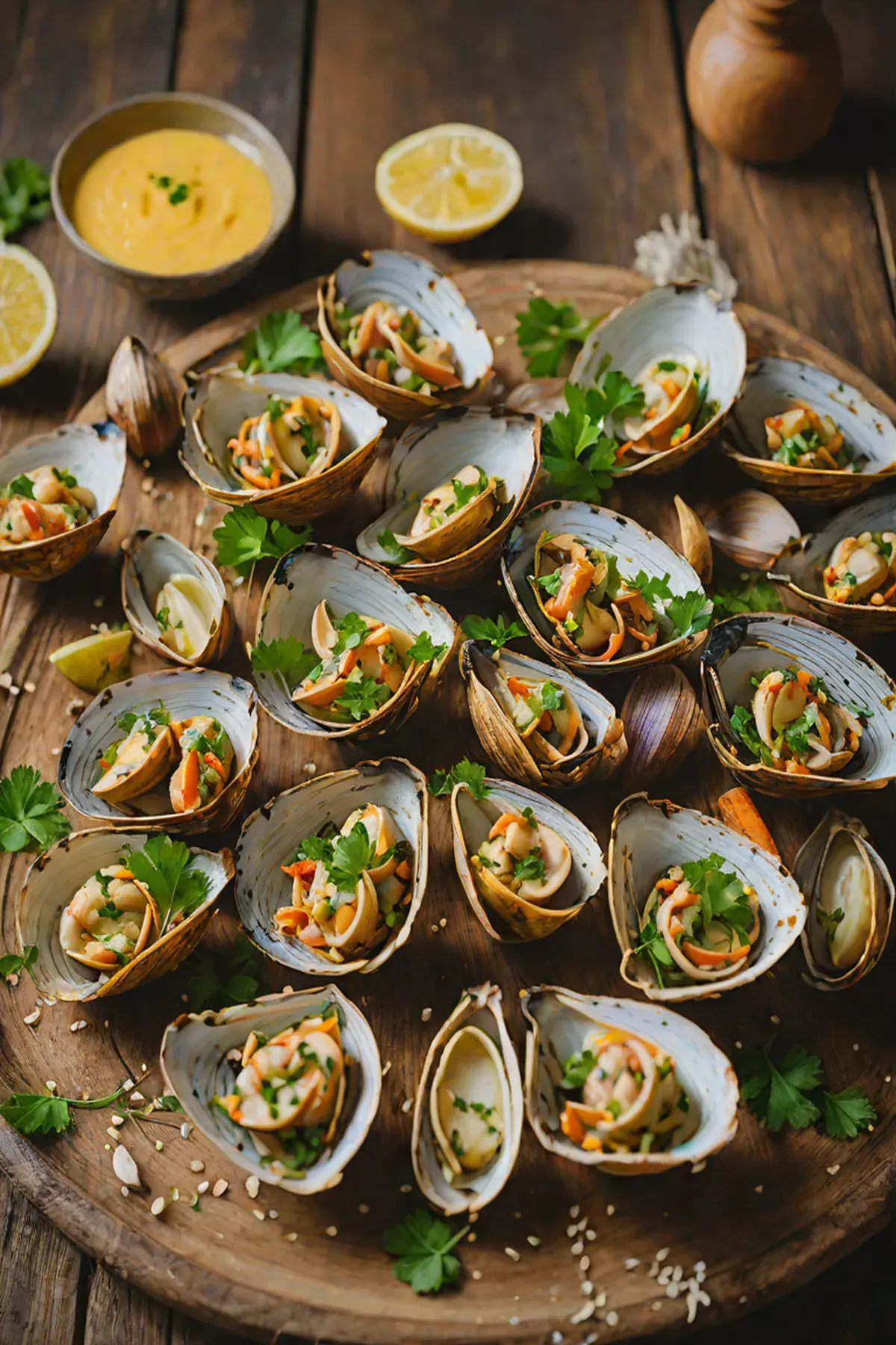 Grilled Clams with Carrot and Garlic Butter