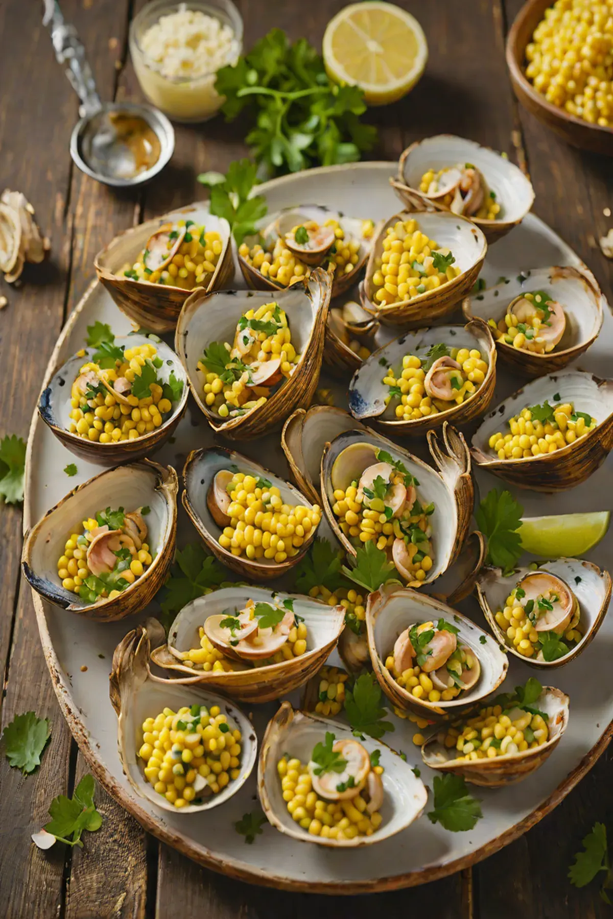 Grilled Clams with Corn