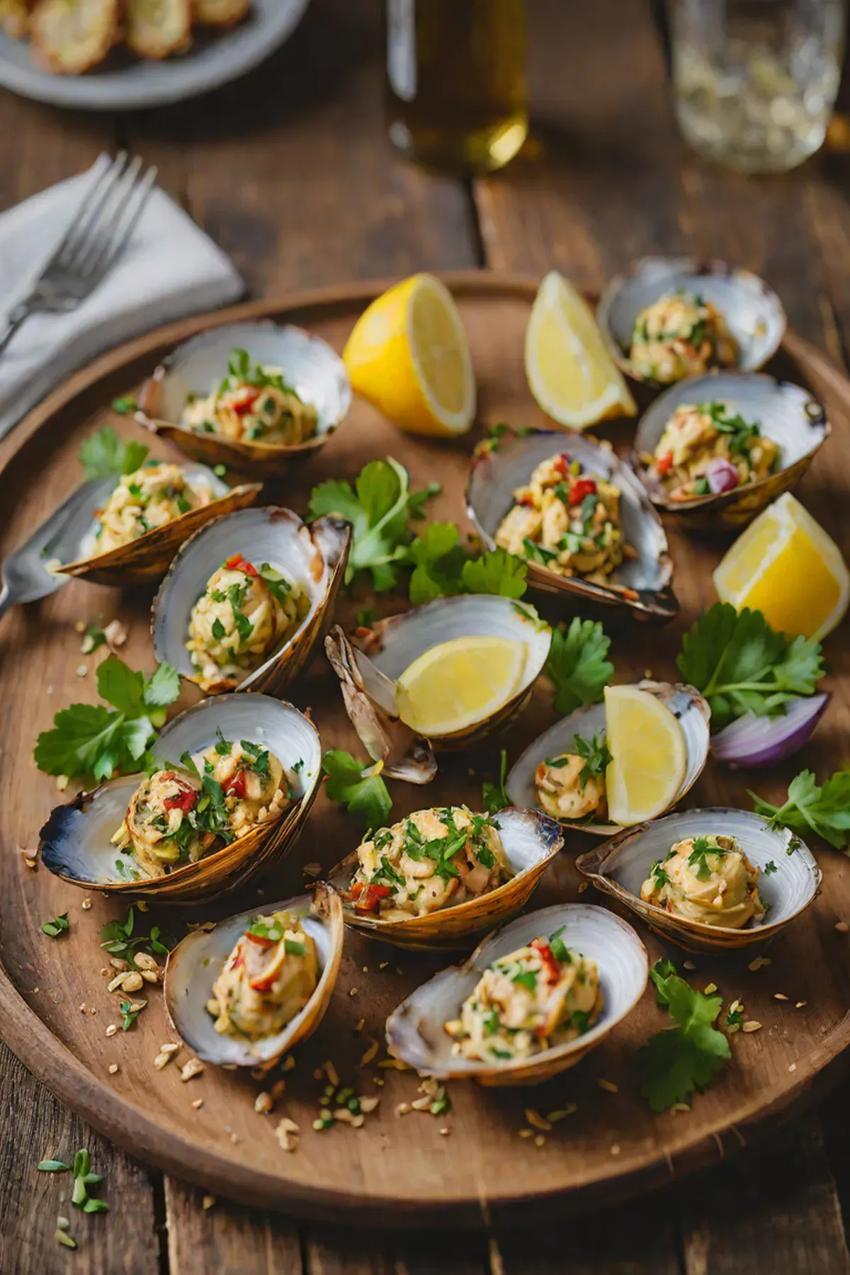Grilled Clams with Crispy Potato Cake and Garlic Butter