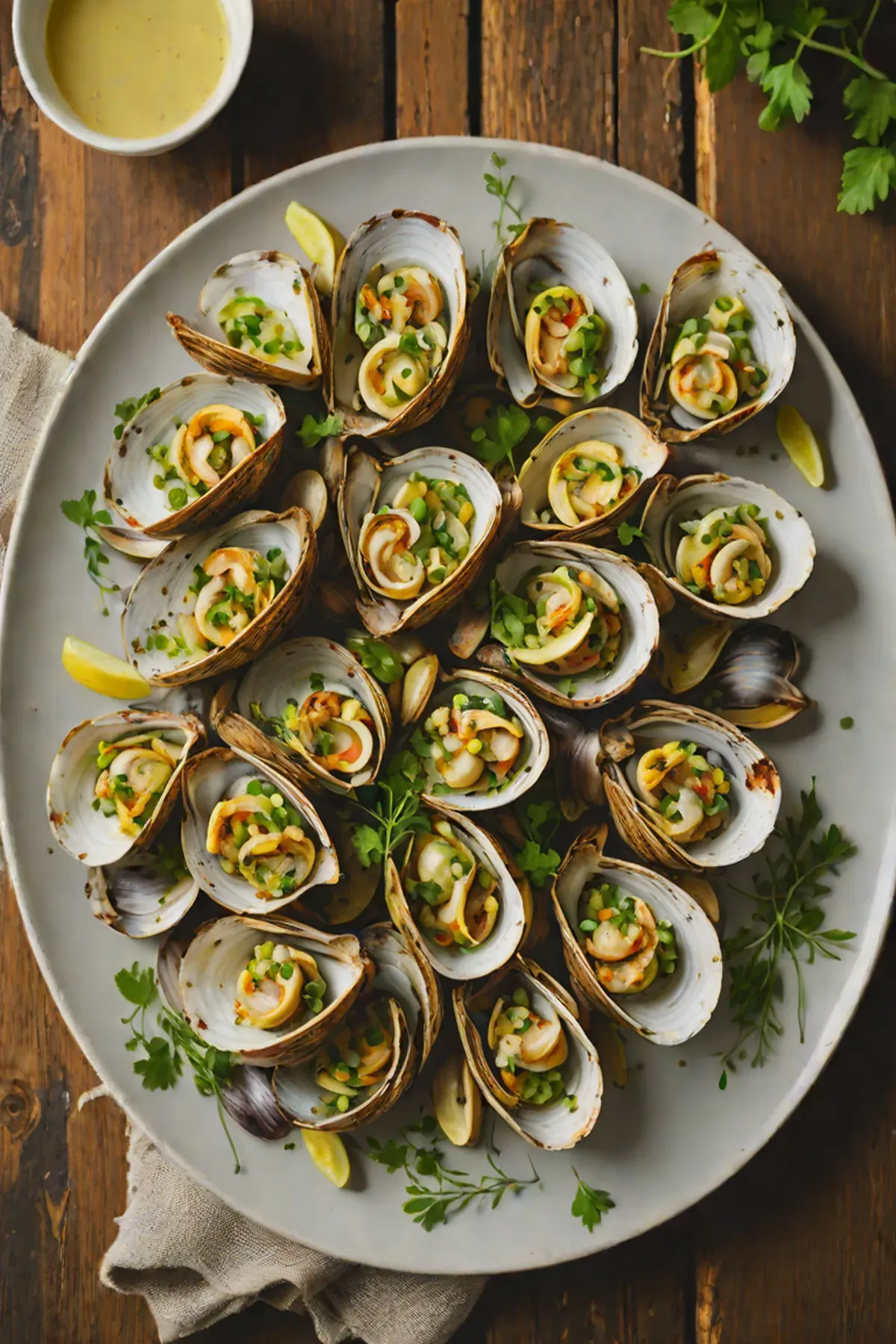 Grilled Clams with Leek and Garlic Butter