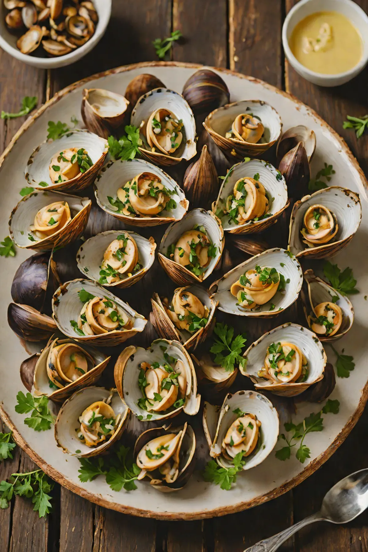 Grilled Clams with Mushroom and Garlic Butter