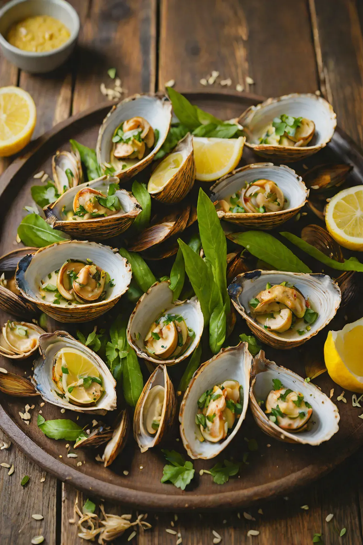 Grilled Clams with Okra