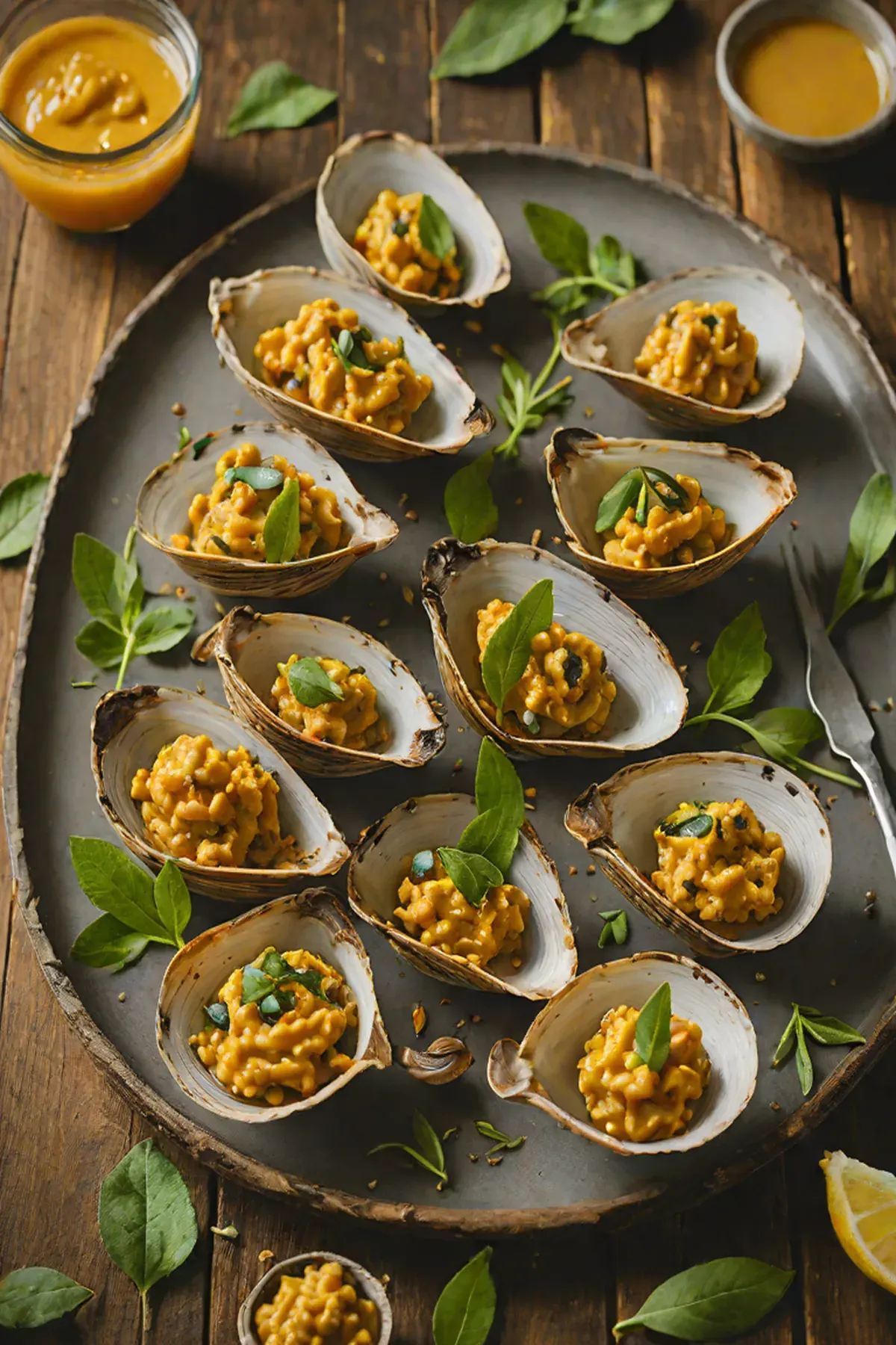 Grilled Clams with Pumpkin Butter and Sage