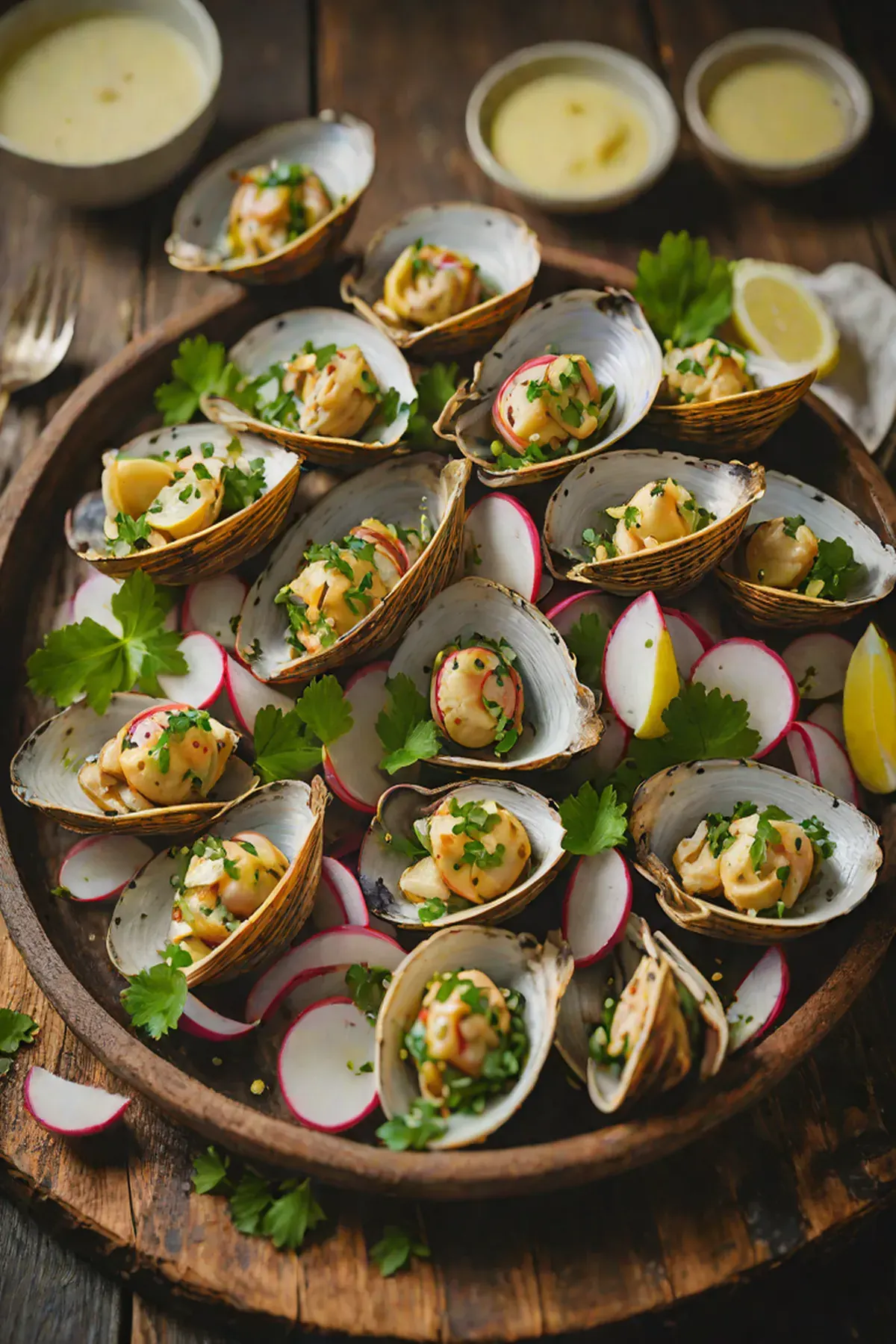 Grilled Clams with Radish and Herb Butter