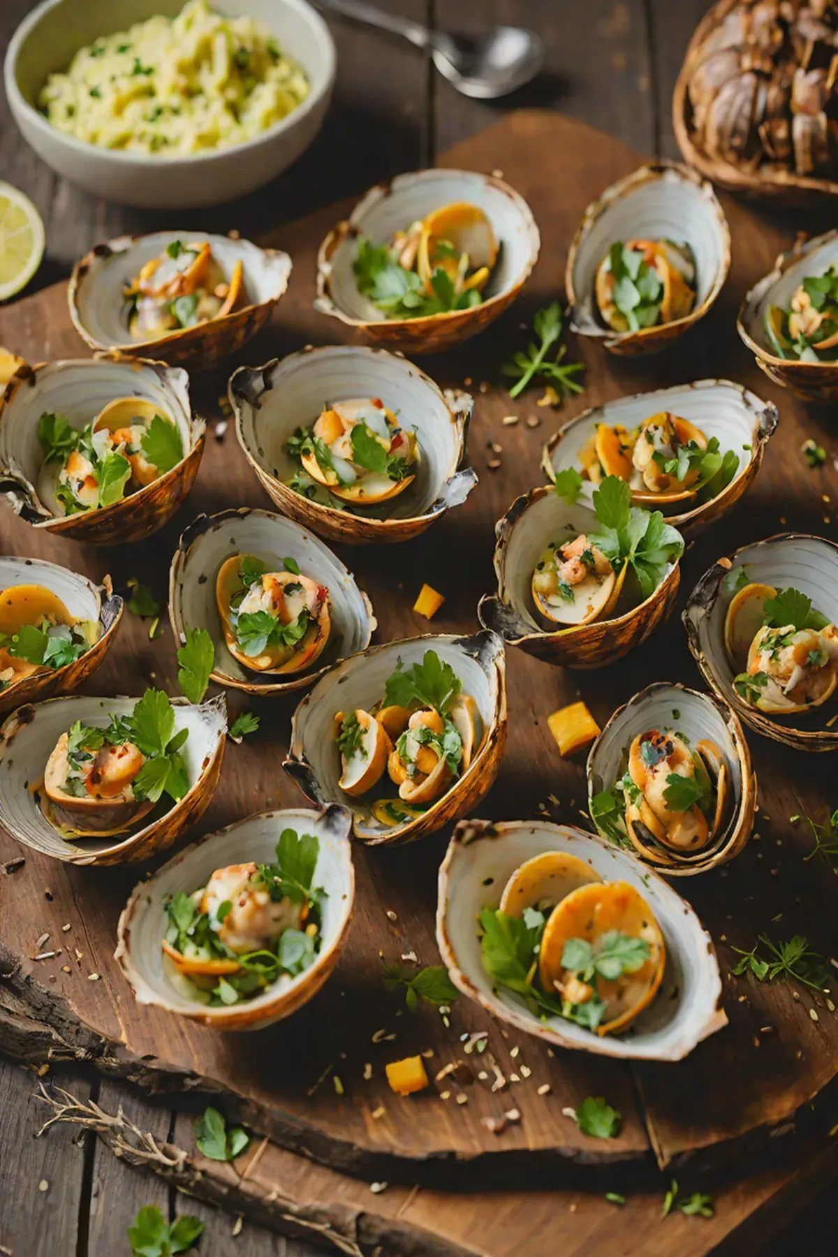 Grilled Clams with Sweet Potato and Herb Butter