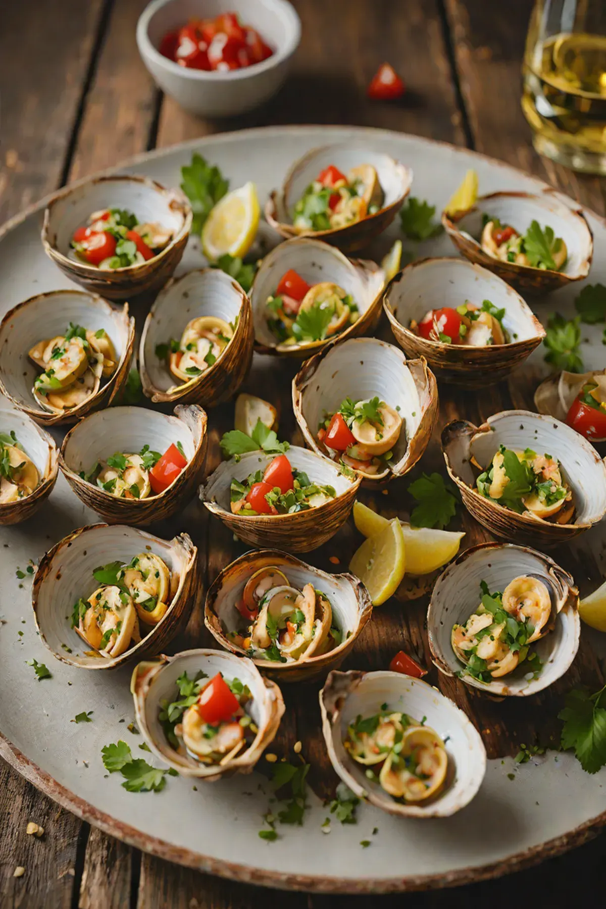 Grilled Clams with Tomato and Garlic Butter