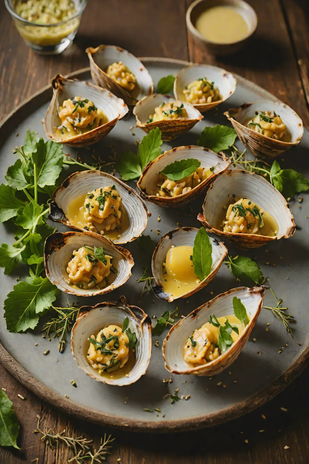 Grilled Clams with Turnip Puree and Crispy Sage Butter