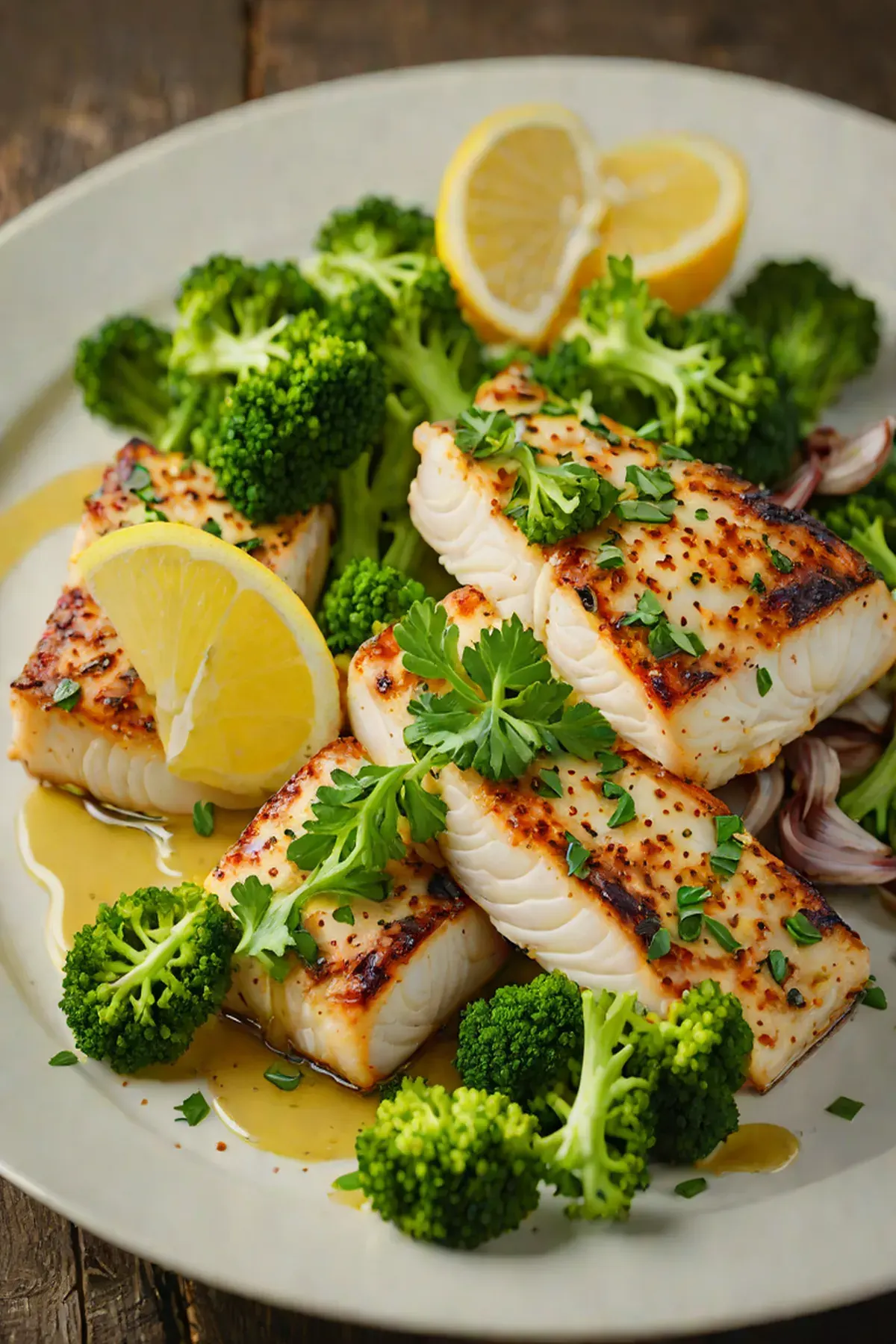 Grilled Cod with Broccoli