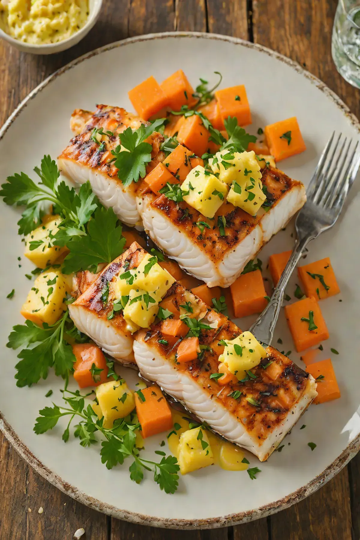 Grilled Cod with Carrot and Herb Butter