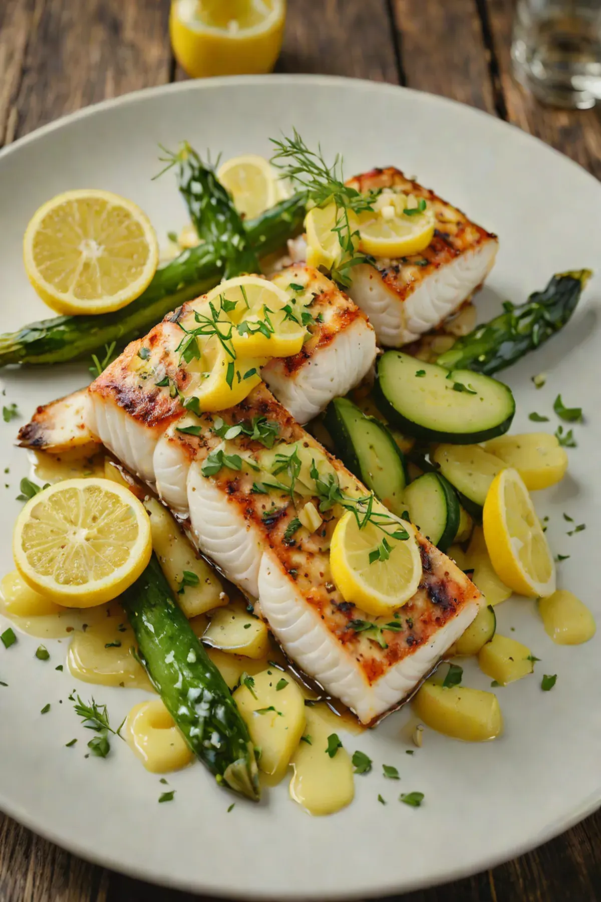 Grilled Cod with Courgette and Lemon Butter