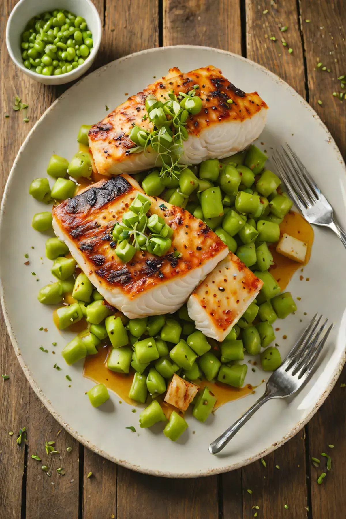 Grilled Cod with Edamame