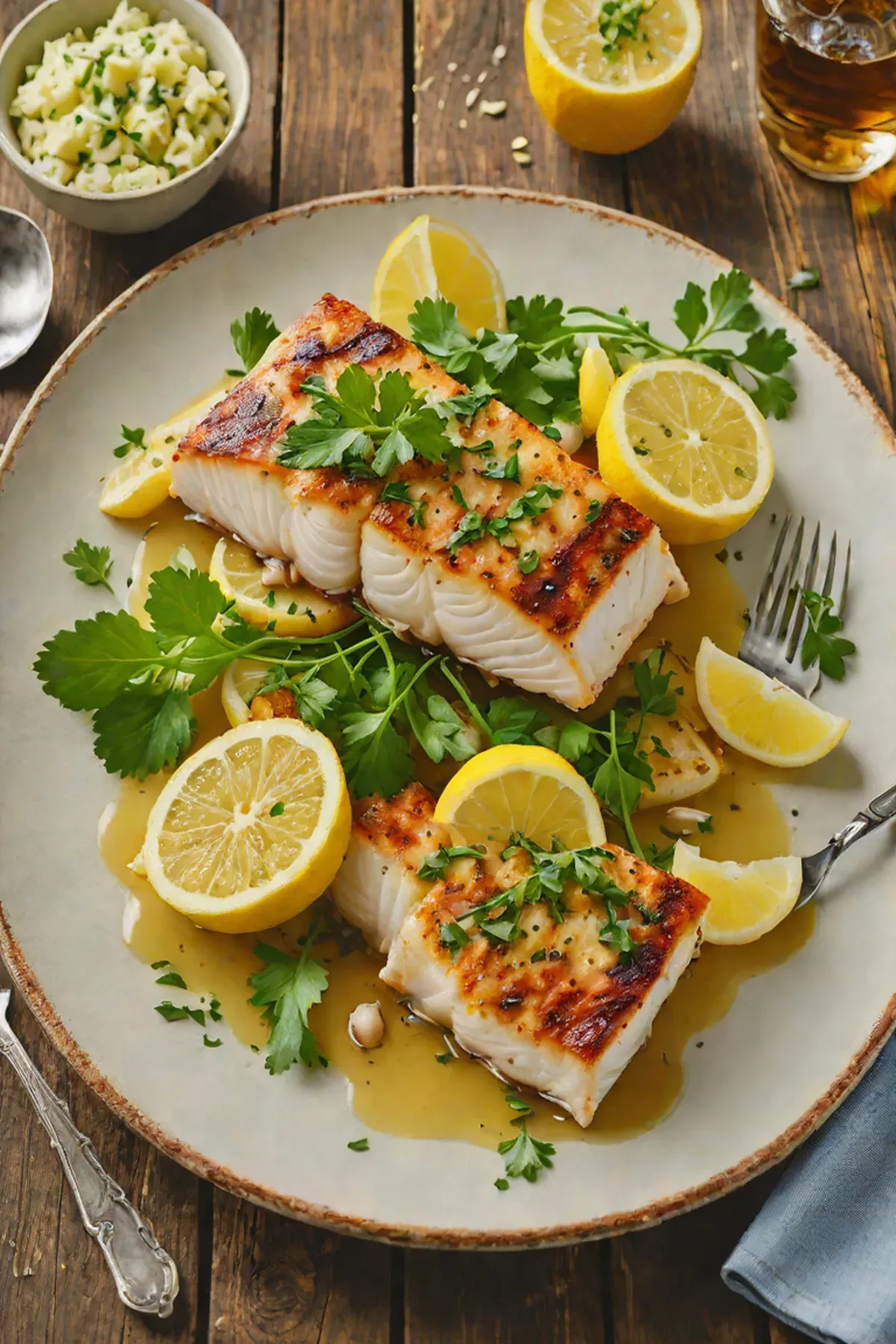 Grilled Cod with Garlic and Herb Butter
