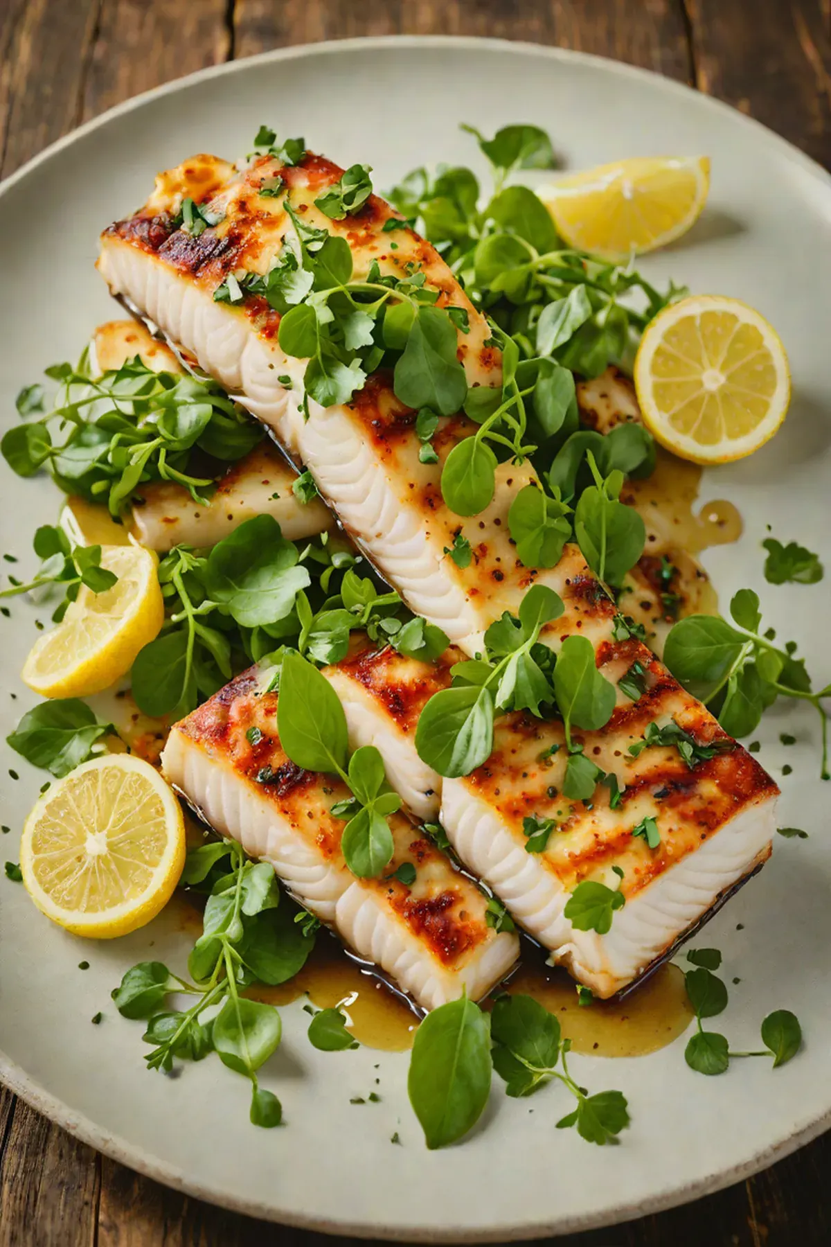 Grilled Cod with Watercress