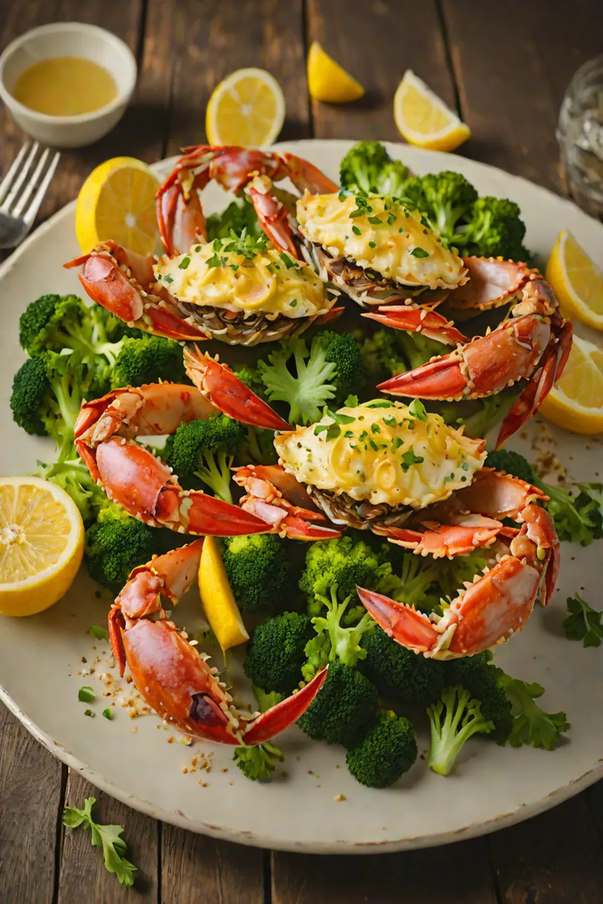 Grilled Crab with Broccoli