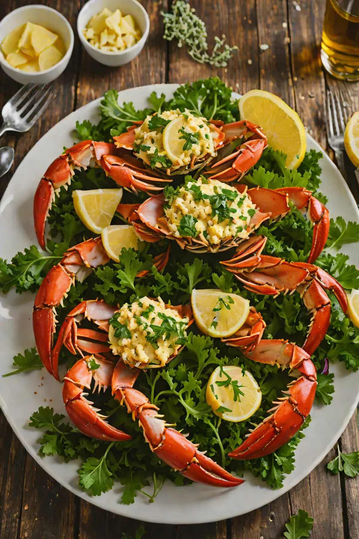 Grilled Crab with Kale
