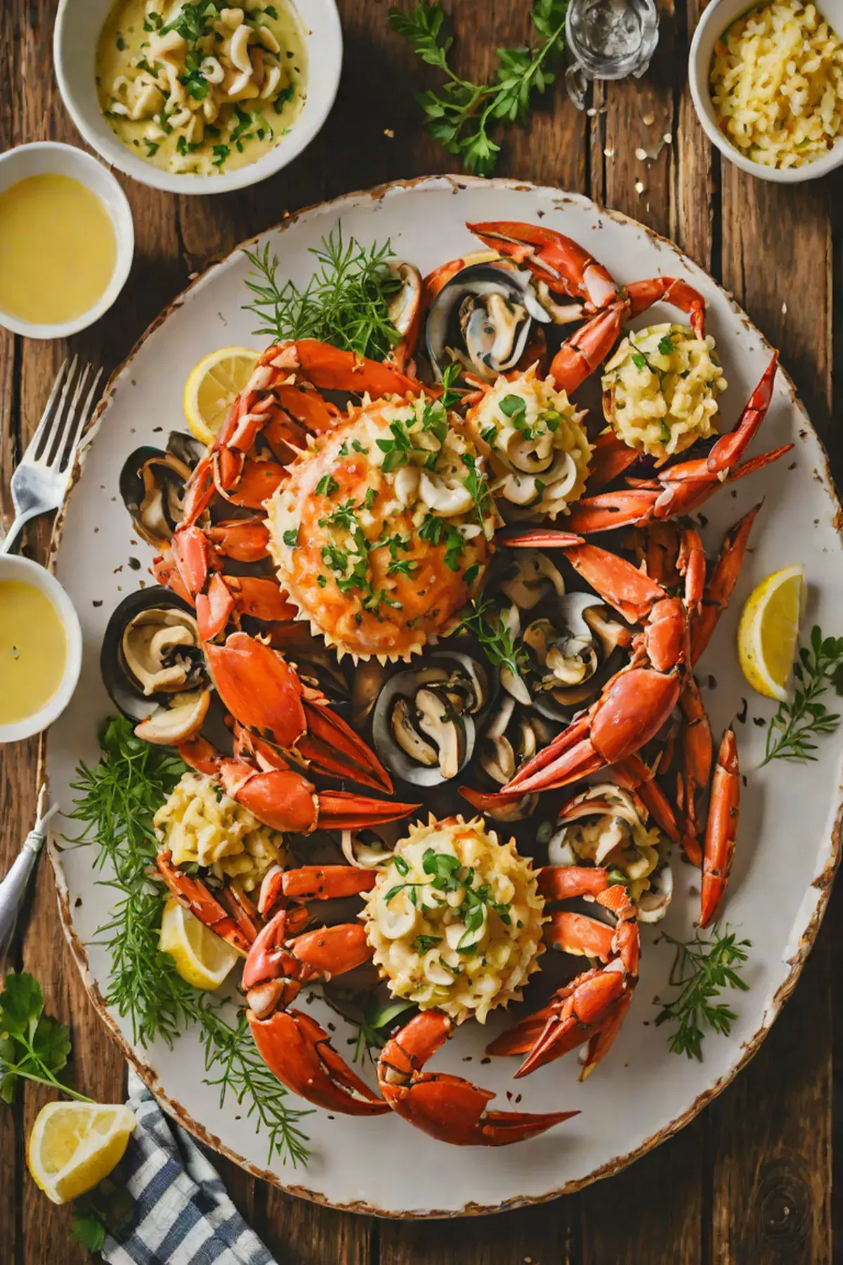 Grilled Crab with Mushroom and Garlic Butter