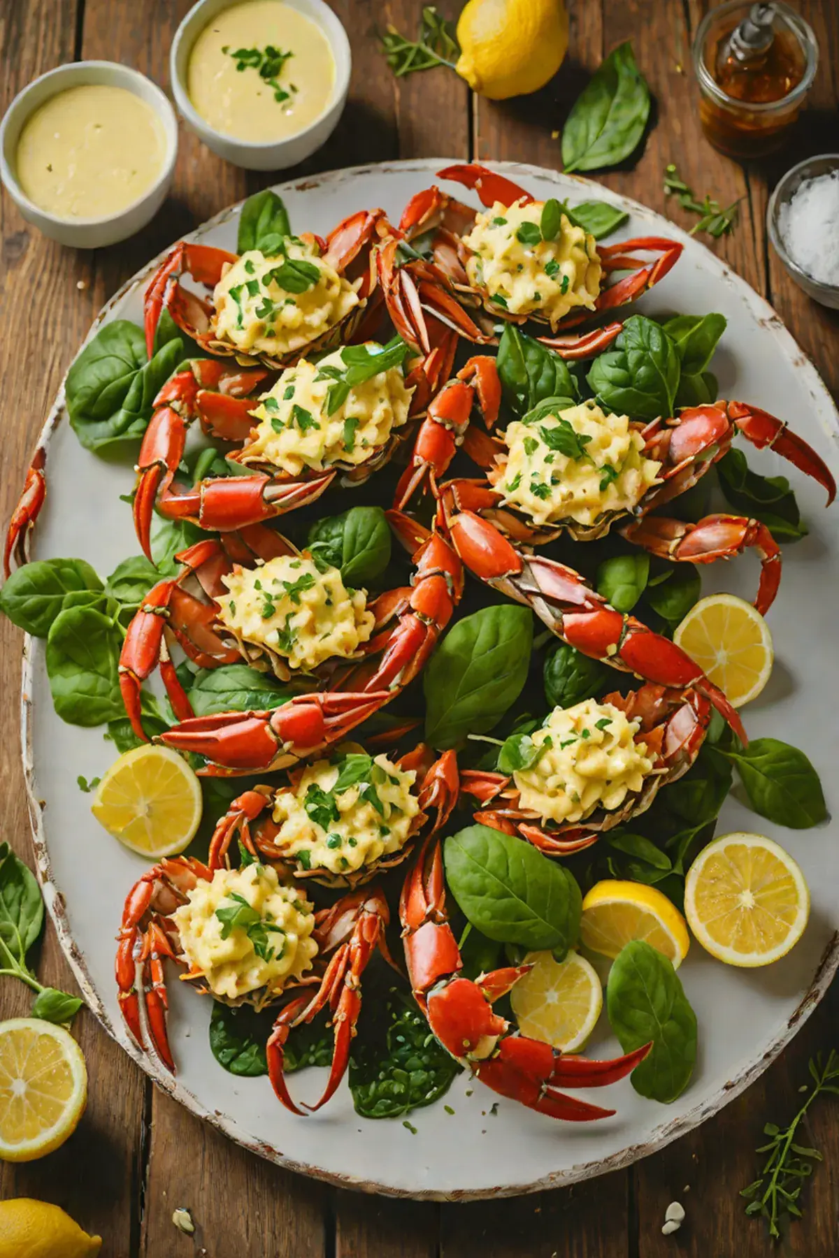Grilled Crab with Spinach
