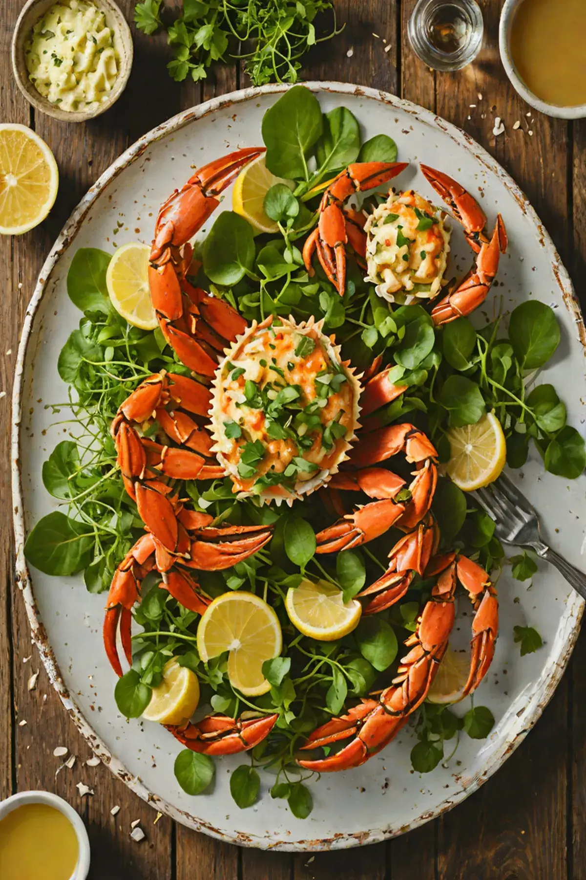 Grilled Crab with Watercress
