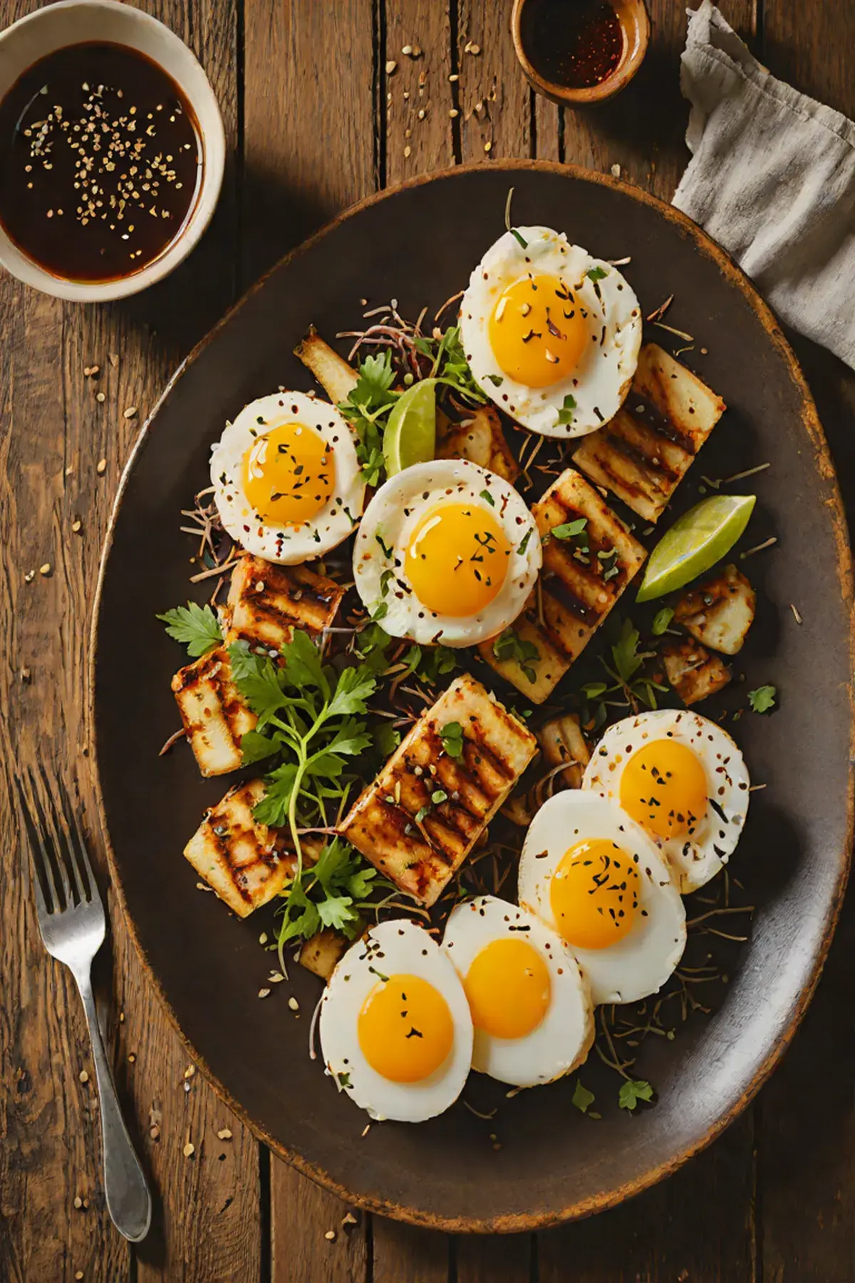 Grilled Daikon and Eggs with Chili-Soy Glaze