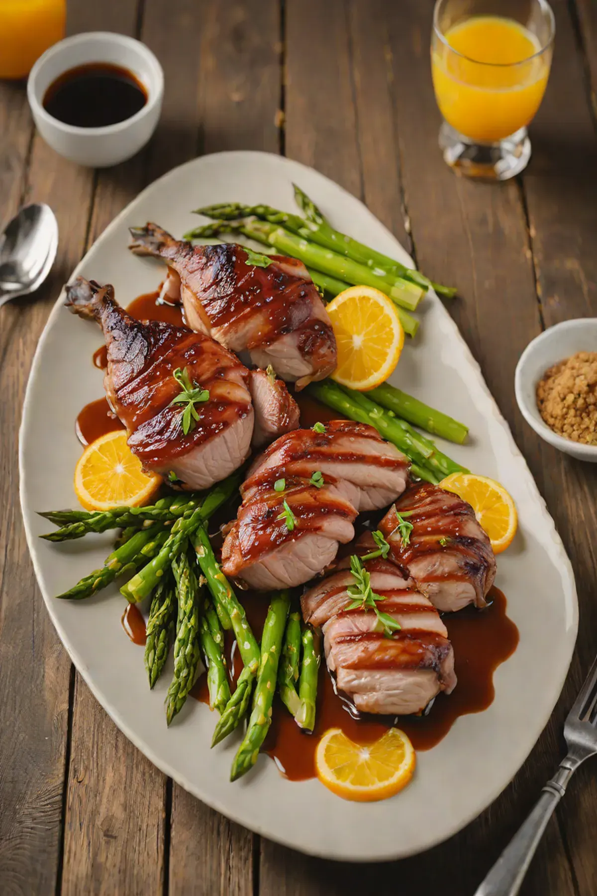 Grilled Duck with Asparagus