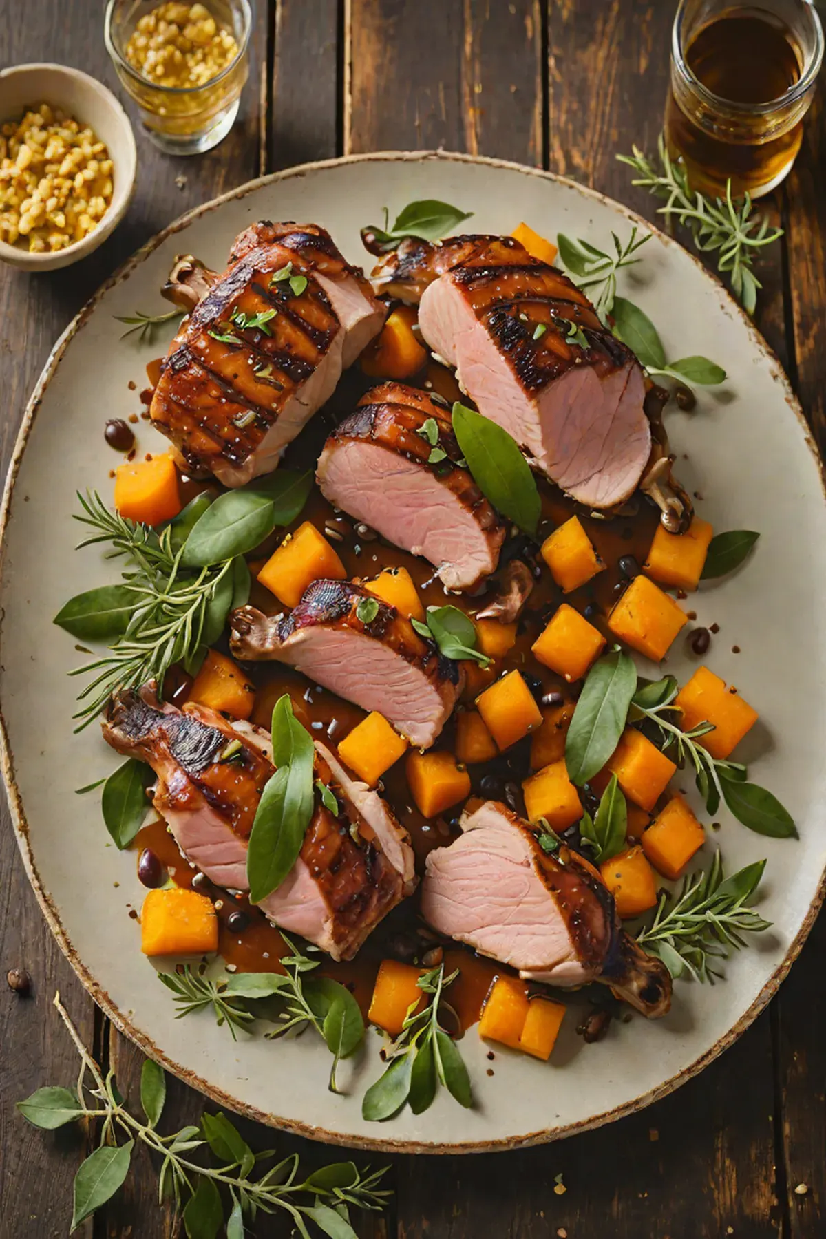 Grilled Duck with Butternut Squash and Sage Brown Butter