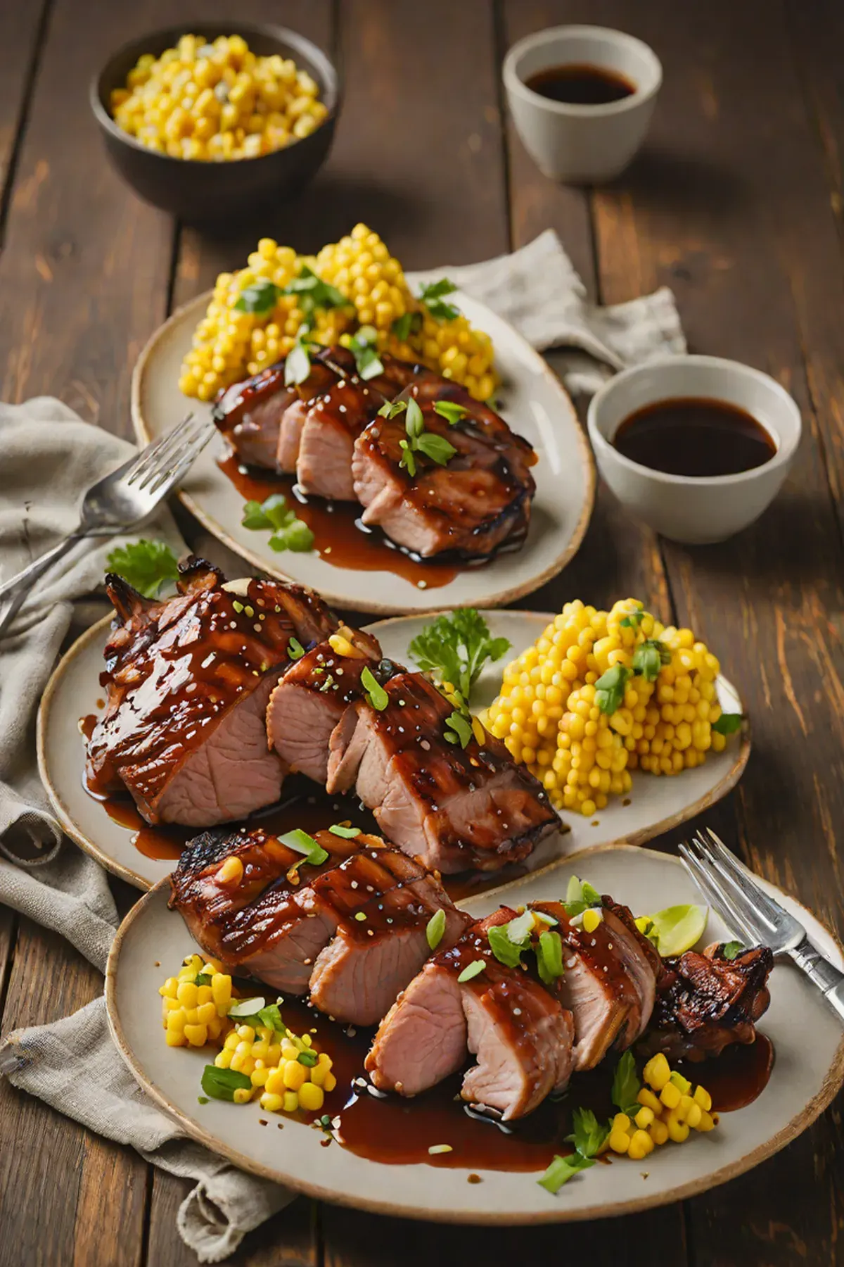 Grilled Duck with Corn and Charred Scallion Glaze