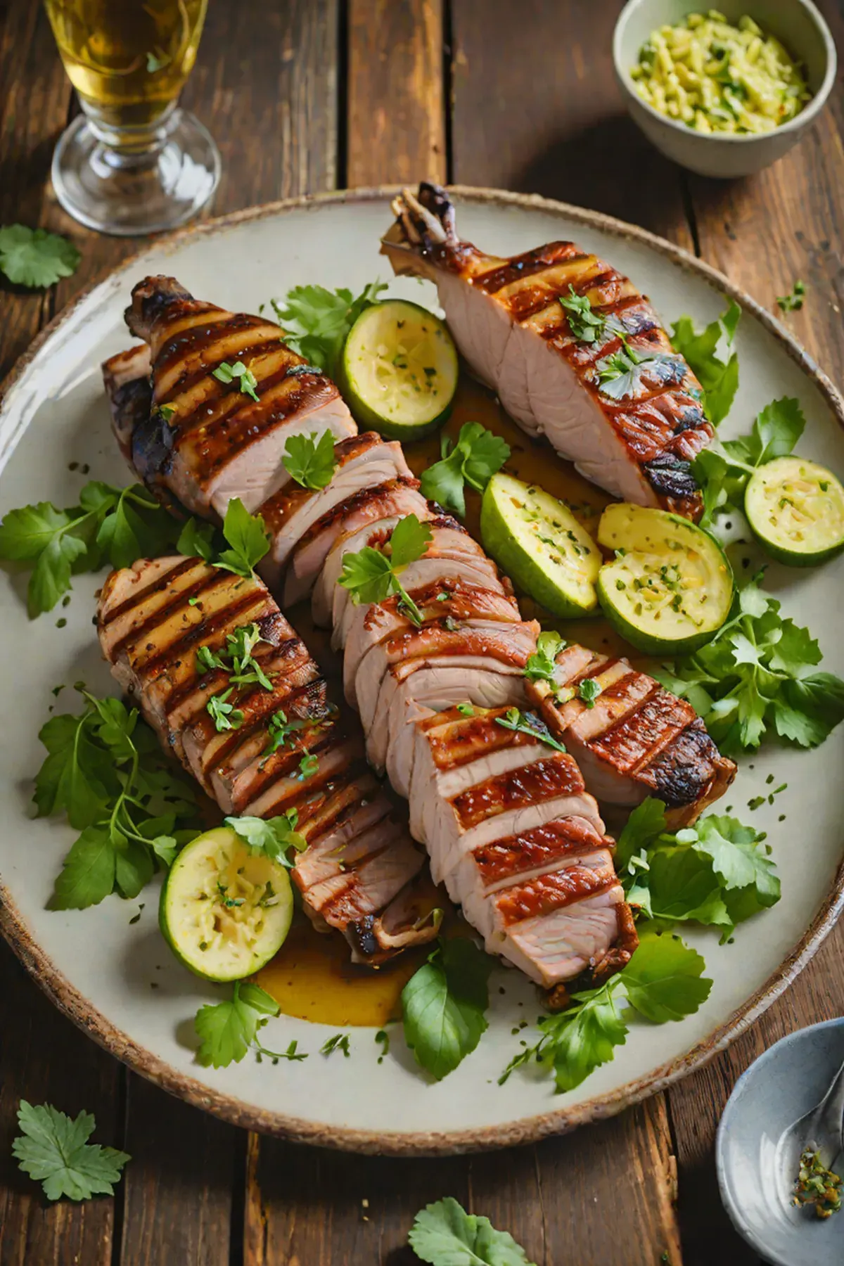 Grilled Duck with Courgette and Herb Butter