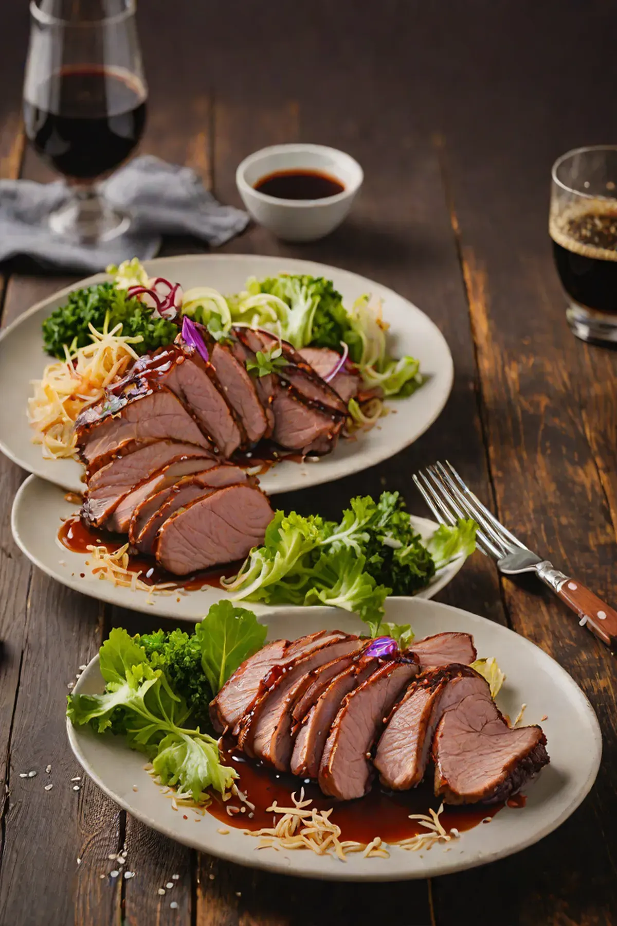 Grilled Duck with Crispy Cabbage and Ginger-Soy Glaze