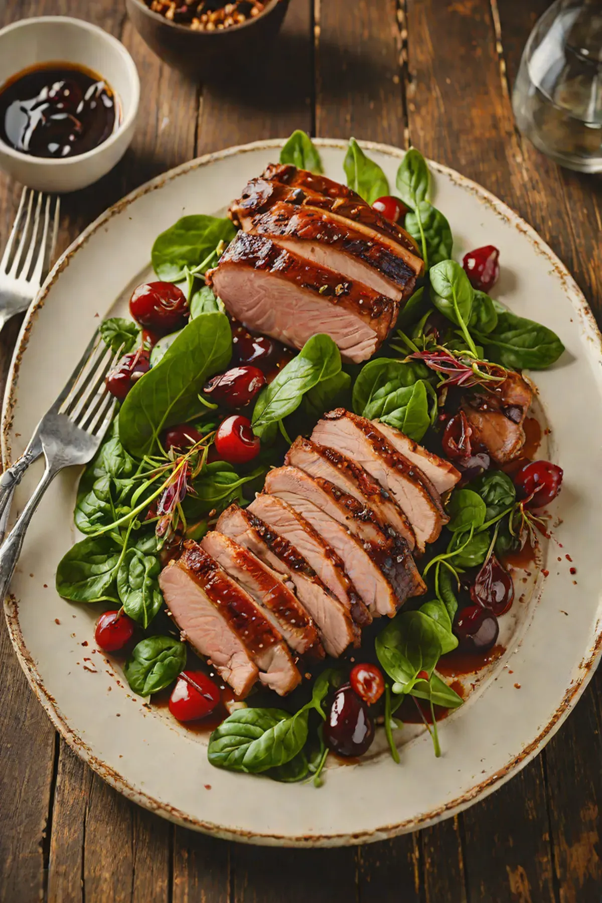 Grilled Duck with Spinach