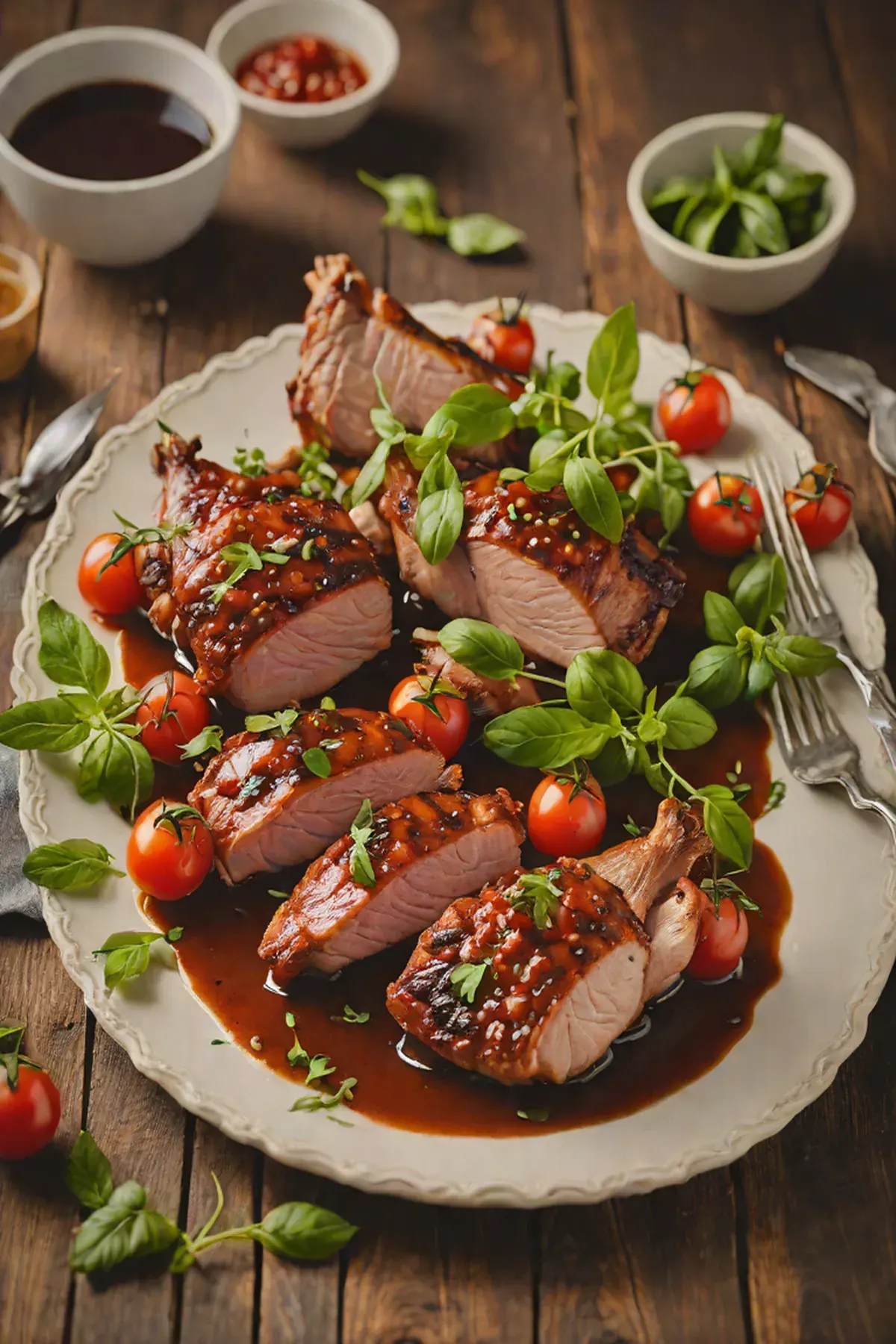 Grilled Duck with Tomato and Herb Glaze