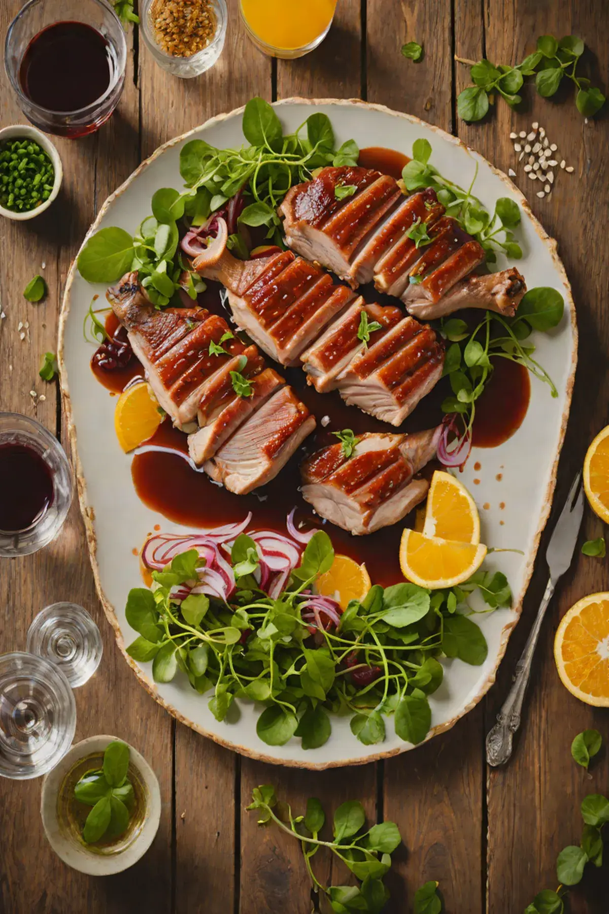 Grilled Duck with Watercress