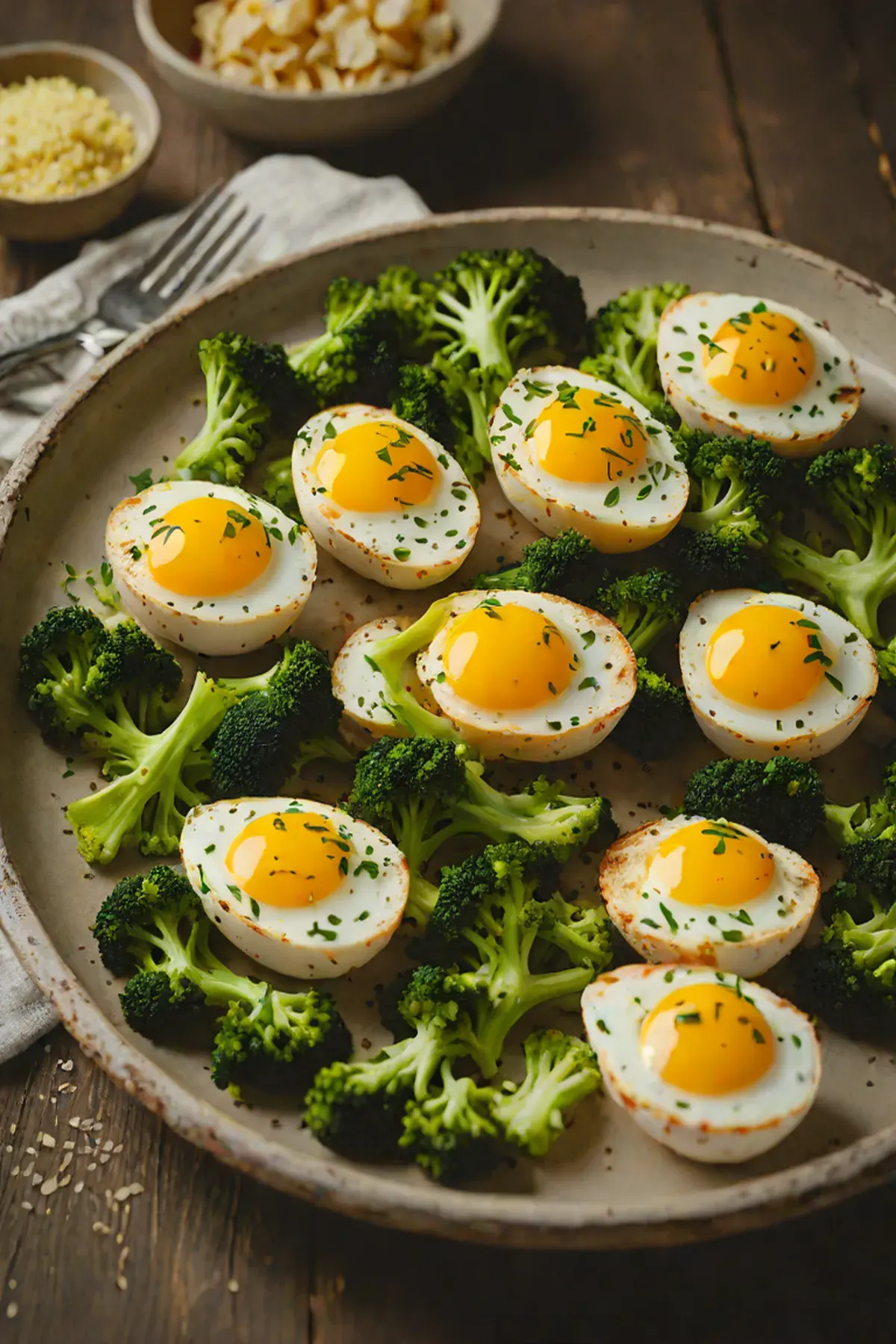 Grilled Eggs with Broccoli