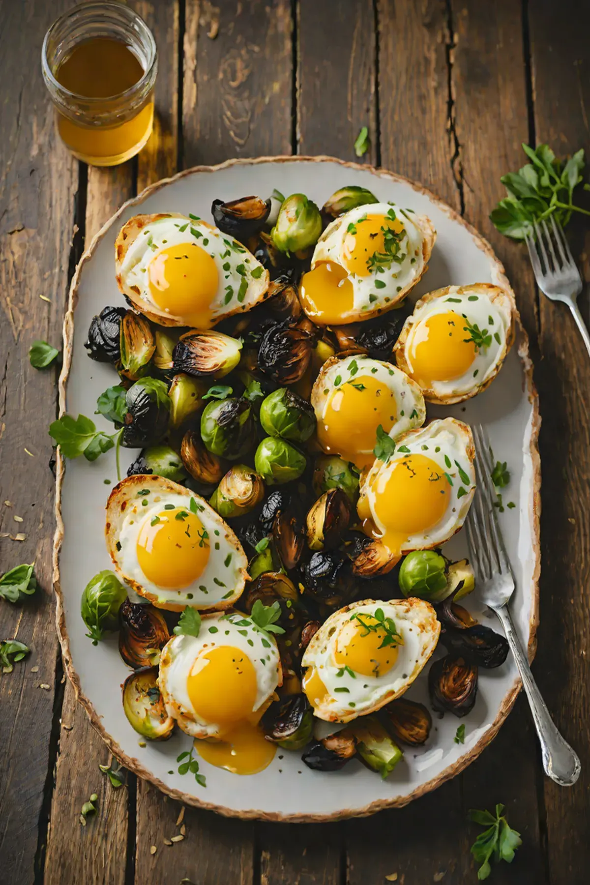 Grilled Eggs with Caramelized Brussels Sprouts