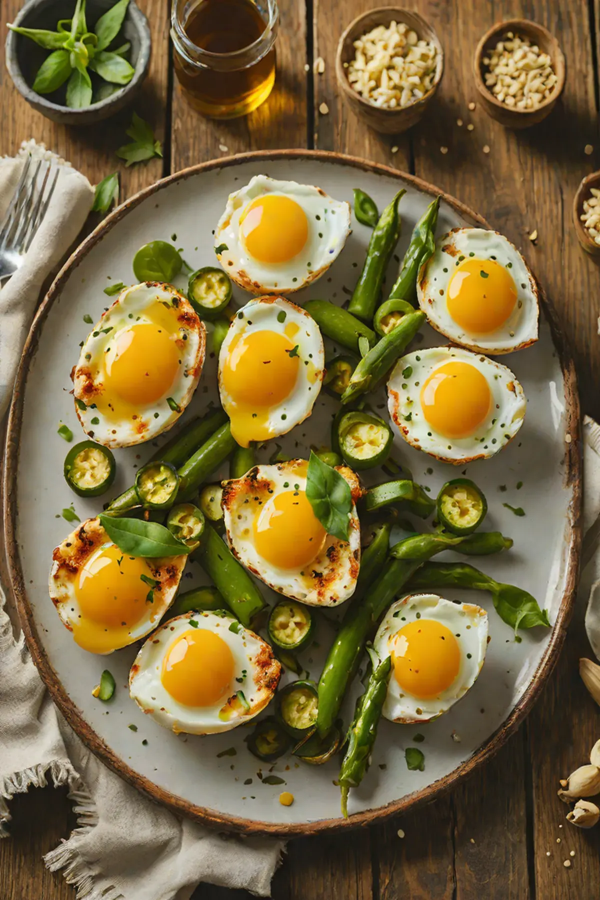 Grilled Eggs with Okra