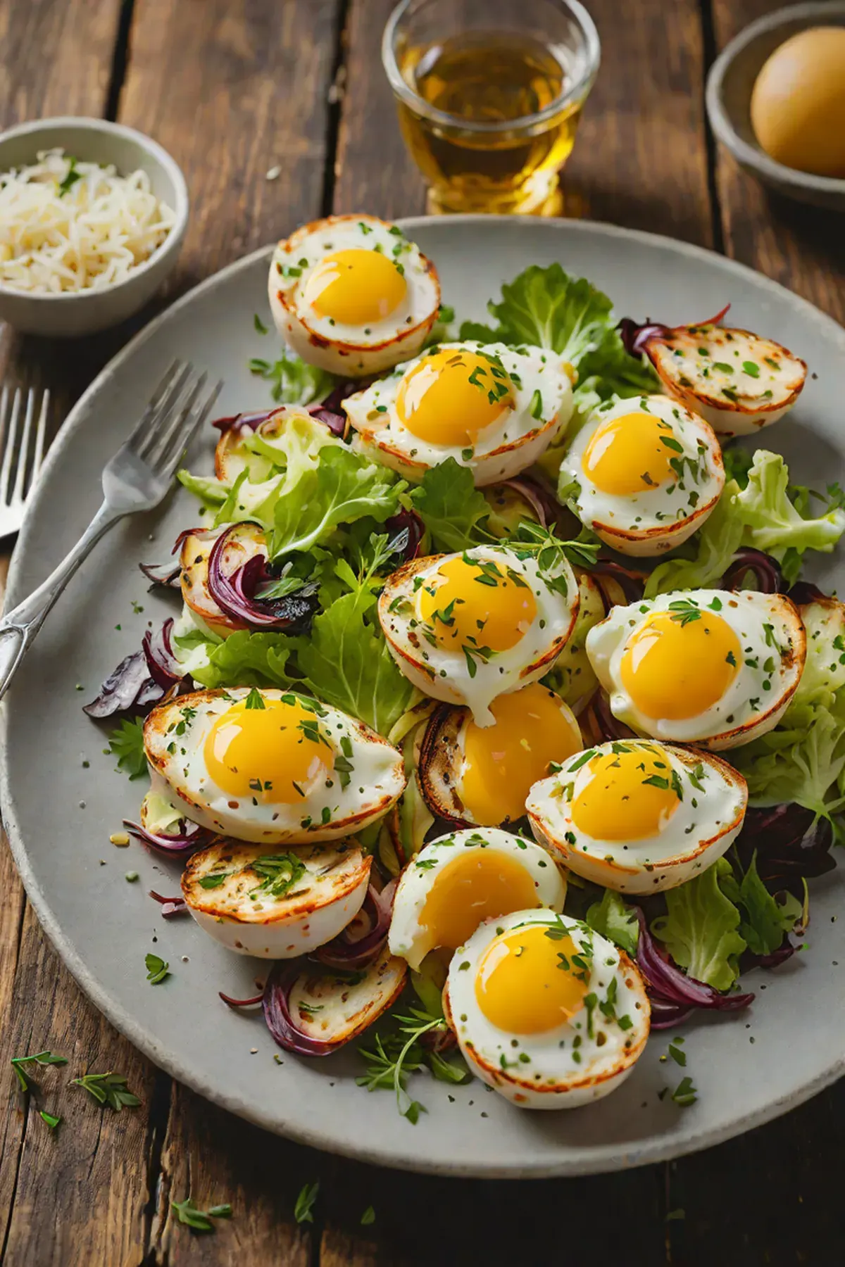 Grilled Eggs with Sautéed Cabbage