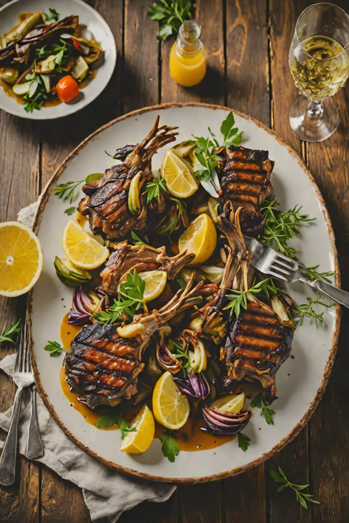 Grilled Goat with Artichoke