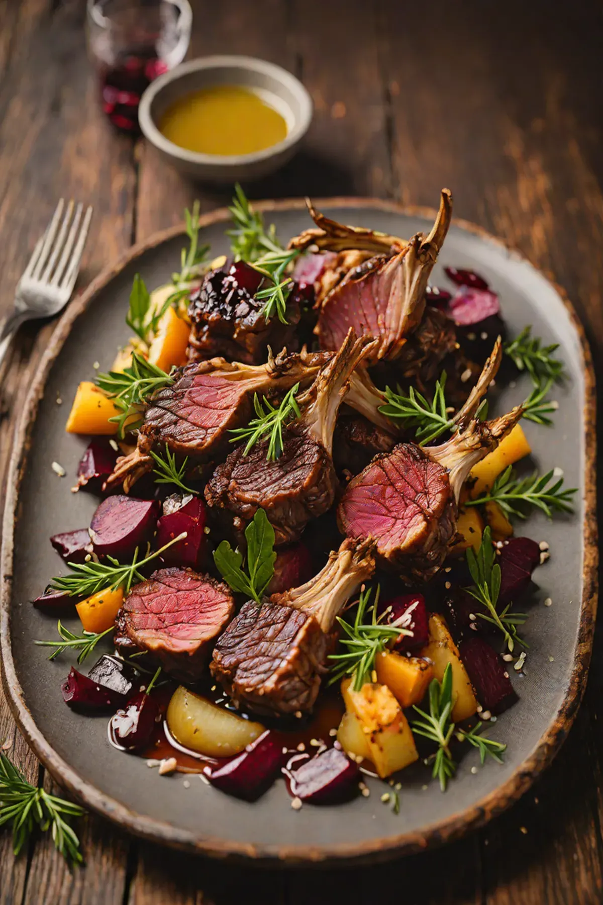 Grilled Goat with Beetroot